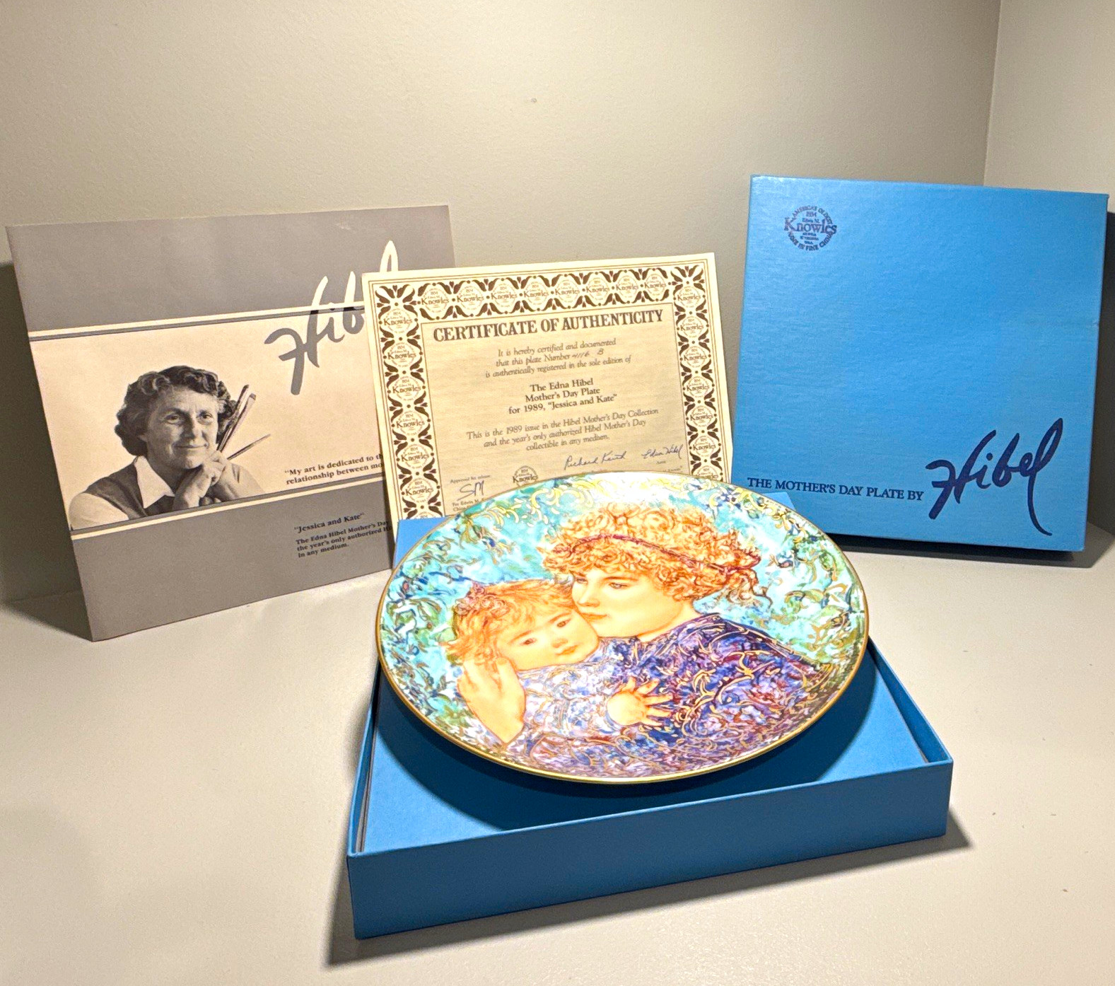 Vintage Knowles Hibel Mother's Day Collection 1989 Jessica and Kate Plate LE COA Vintage Knowles Hibel Mother's Day Collection 1989 Jessica and Kate Plate LE COA