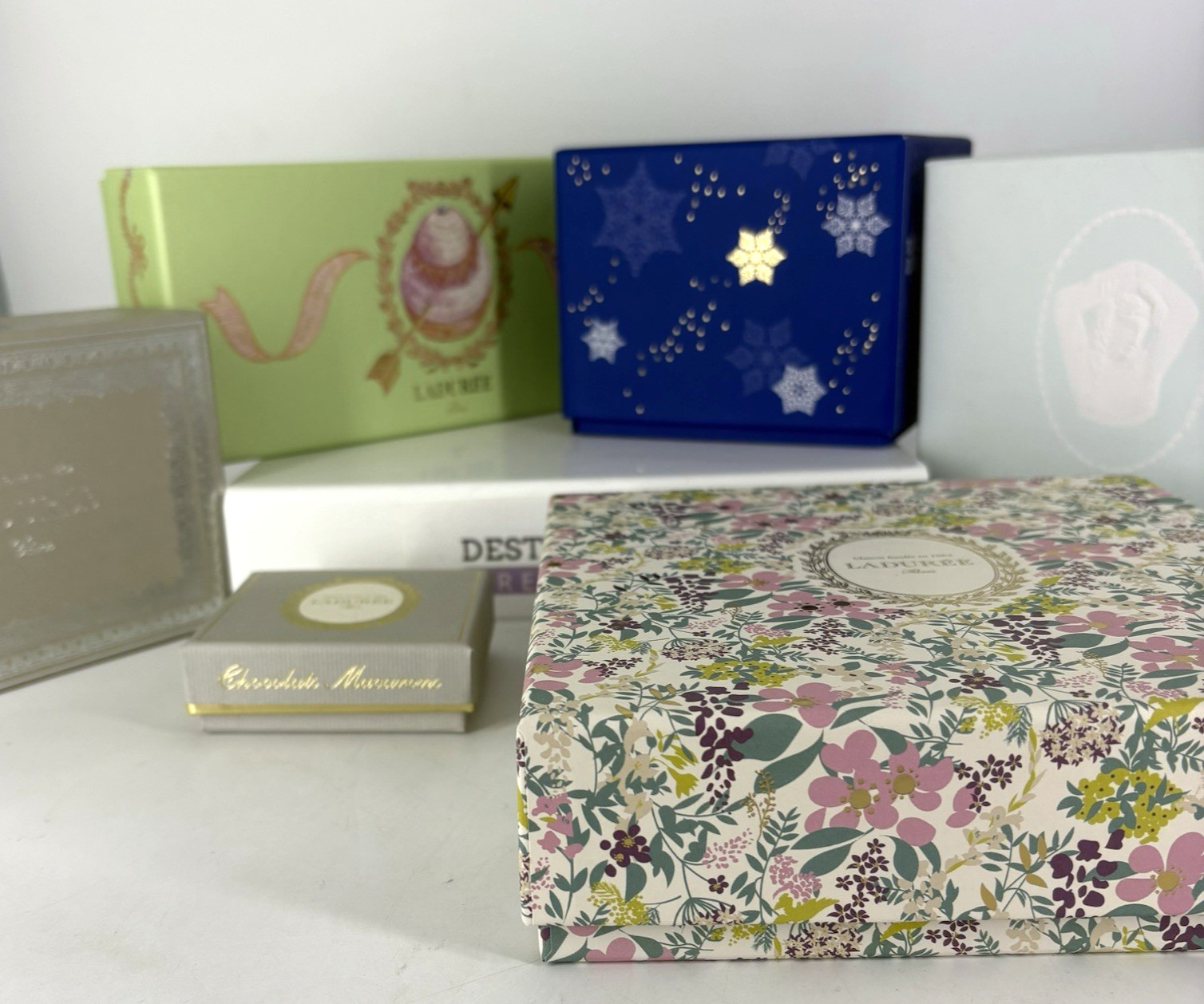 Laduree Macaron Boxes Lot of 6 Christmas, Valentine and More