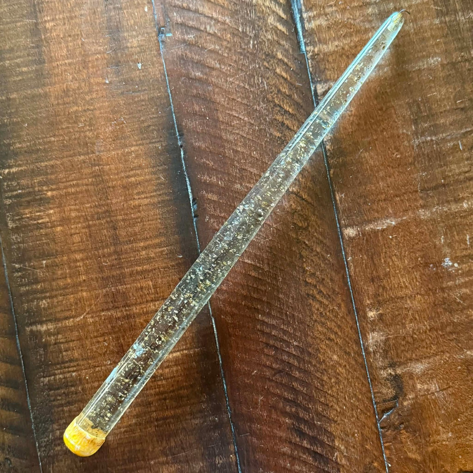 Lucite Acrylic Clear Gold Flake 12” Taper Candle MCM 60s Vintage Lucite Acrylic Clear Gold Flake 12” Taper Candle MCM 60s Vintage