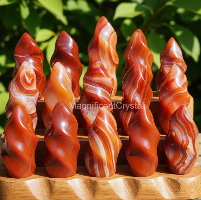 2pcs Mini Natural Red Agate Flame Carving Carnelian Stone Tower Crystal Decor 2pcs Mini Natural Red Agate Flame Carving Carnelian Stone Tower Crystal Decor
