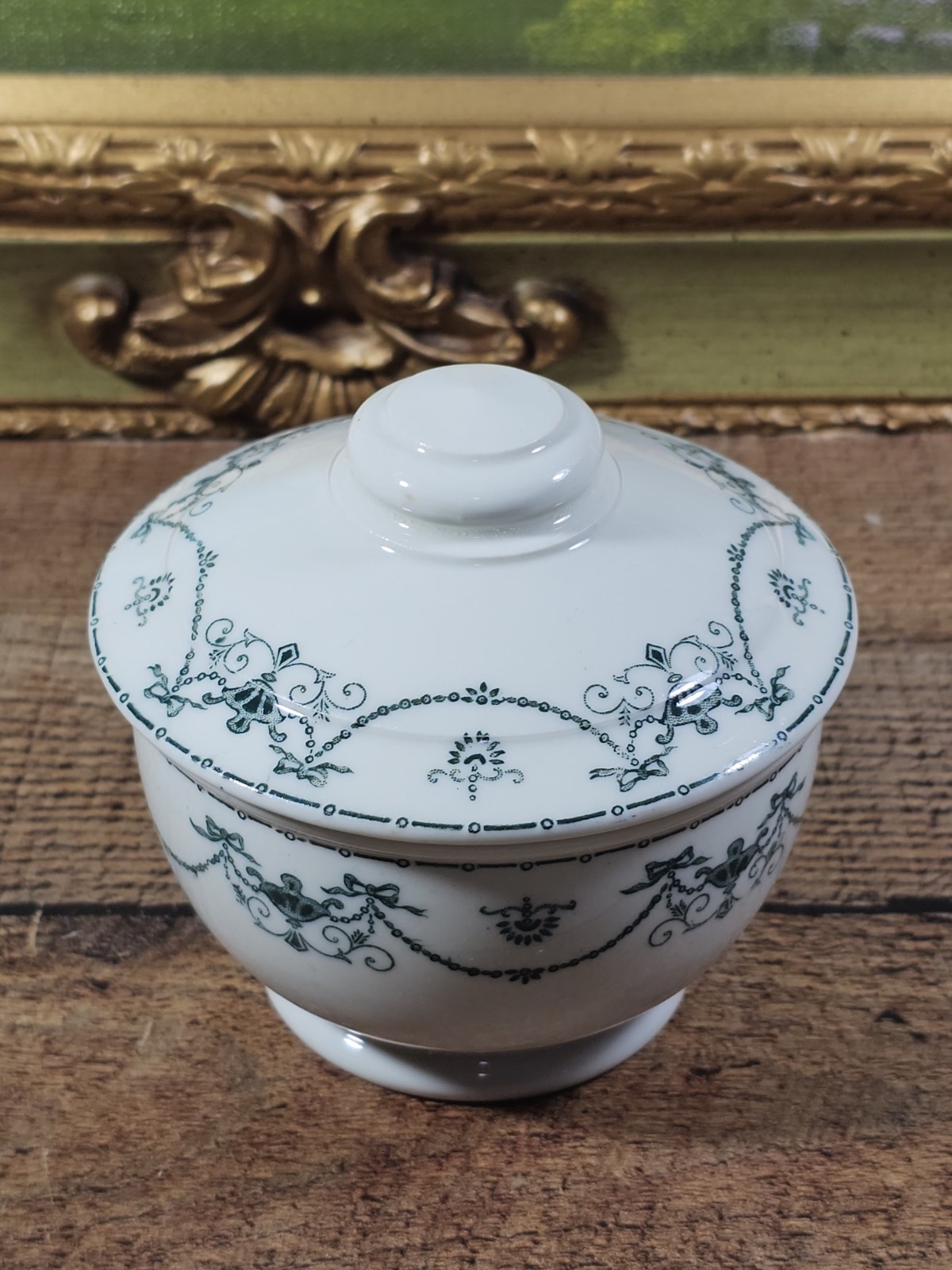 VTG Mayer China Fortuna Pattern Restaurantware Lidded Sugar Bowl, 4.5" VTG Mayer China Fortuna Pattern Restaurantware Lidded Sugar Bowl, 4.5"