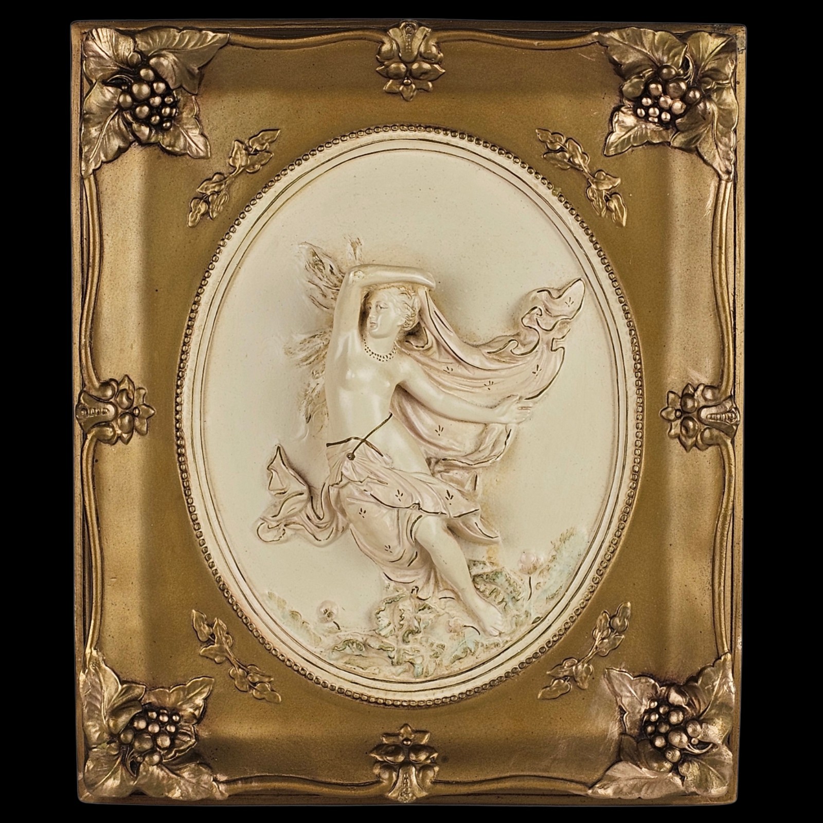 Vintage Art Noveau Neoclassical Style Ornate Alexander Backer Gold Wall Plaque Vintage Art Noveau Neoclassical Style Ornate Alexander Backer Gold Wall Plaque
