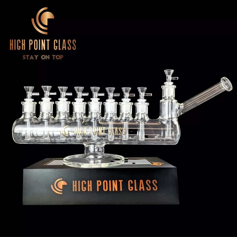 High Point Glass - Smoke-labra Menorah Water Pipe - Clear *USA* High Point Glass - Smoke-labra Menorah Water Pipe - Clear *USA*
