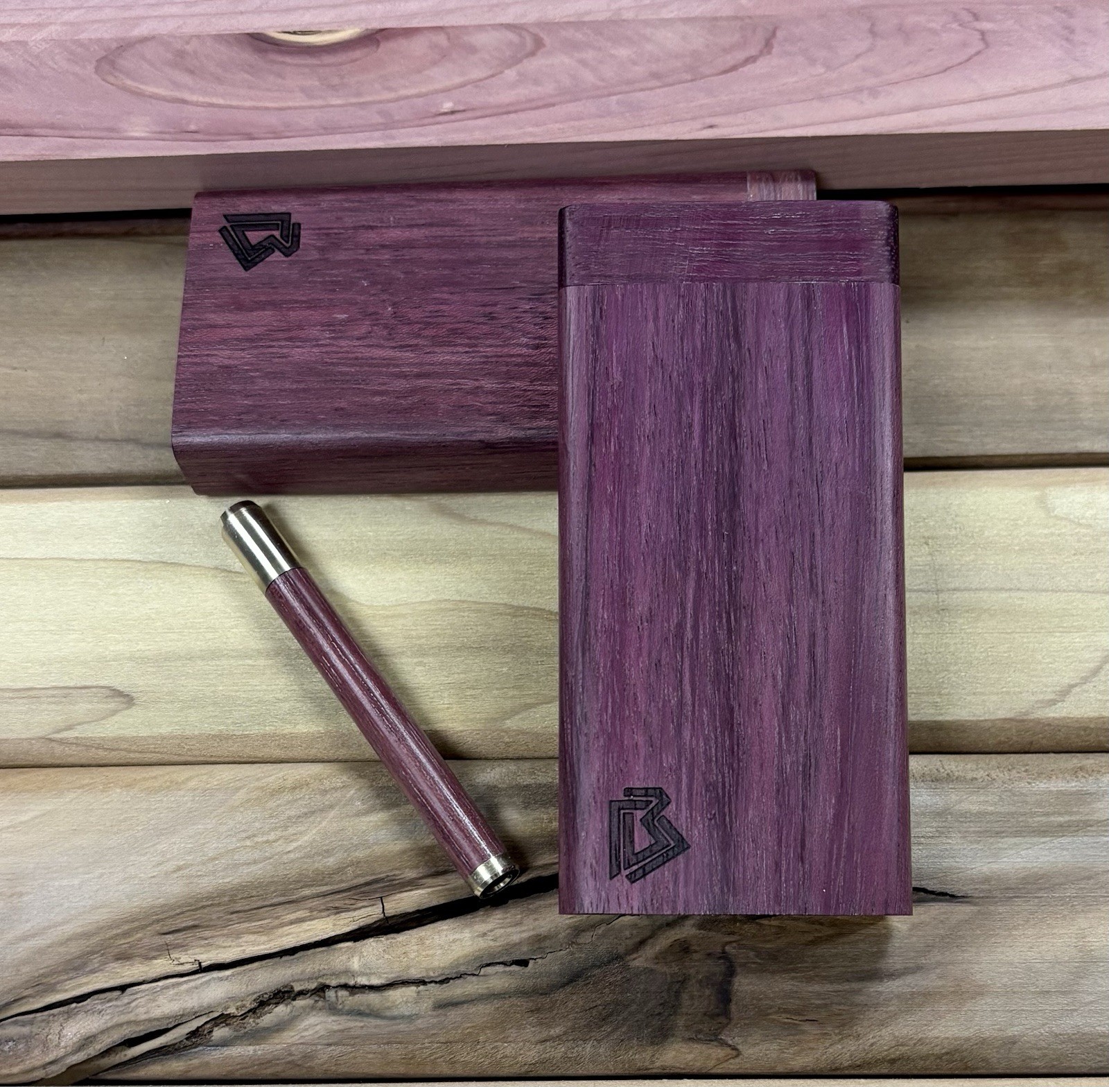 Exotic Purpleheart 4" Dugout Stashbox w Bat/One Hitter Pipe- Handmade In The USA Exotic Purpleheart 4" Dugout Stashbox w Bat/One Hitter Pipe- Handmade In The USA