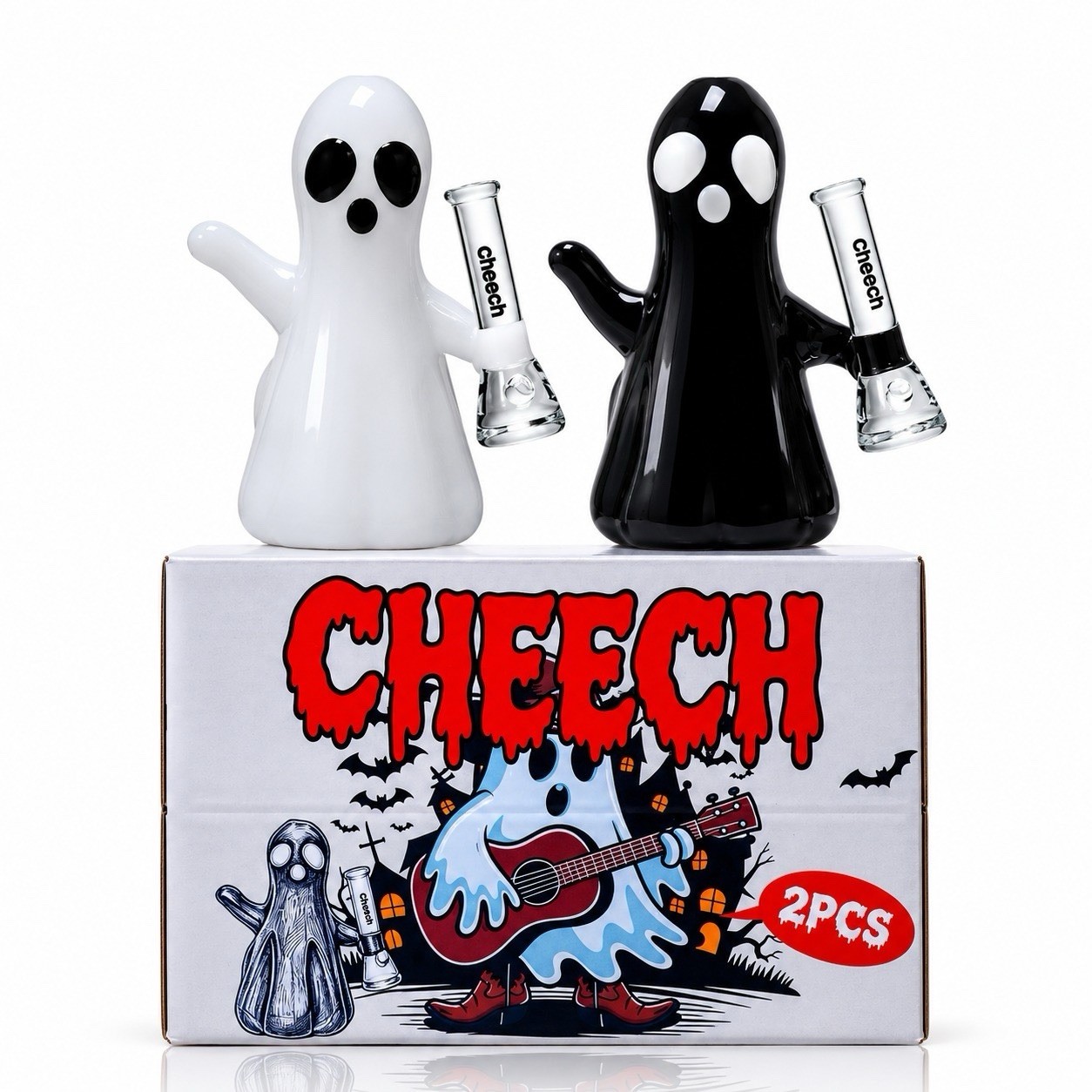Cheech Glass 4.5" Ghost Hand Pipe Halloween Edition - 2 Pack *USA*