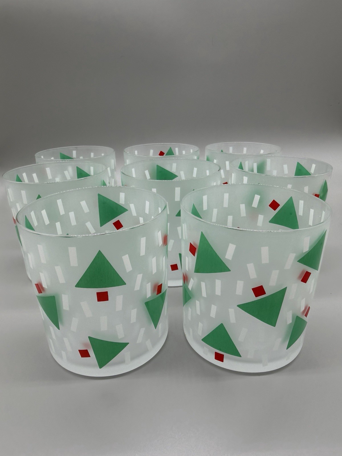 Vintage 1988 Dayton Hudson "Christmas Tree Confetti" Lowball Rocks Glasses Set 8 Vintage 1988 Dayton Hudson "Christmas Tree Confetti" Lowball Rocks Glasses Set 8