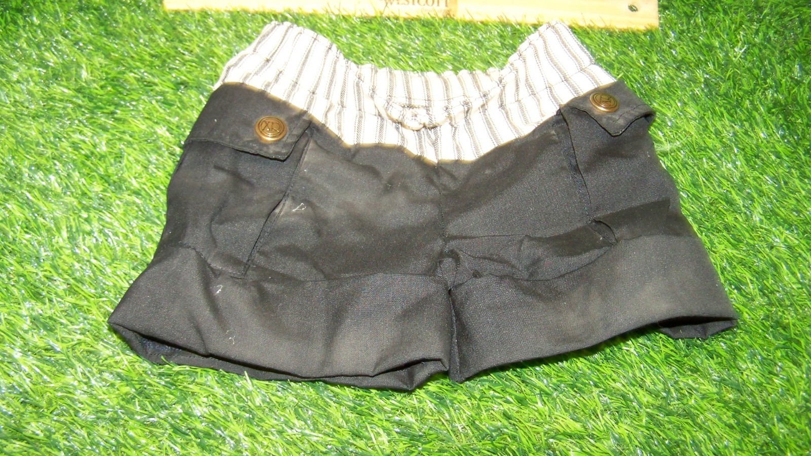 CABBAGE PATCH SOFT SCULPTURE XAVIER ROBERTS DESIGNER BLACK SHORTS CARGO POCKETS
