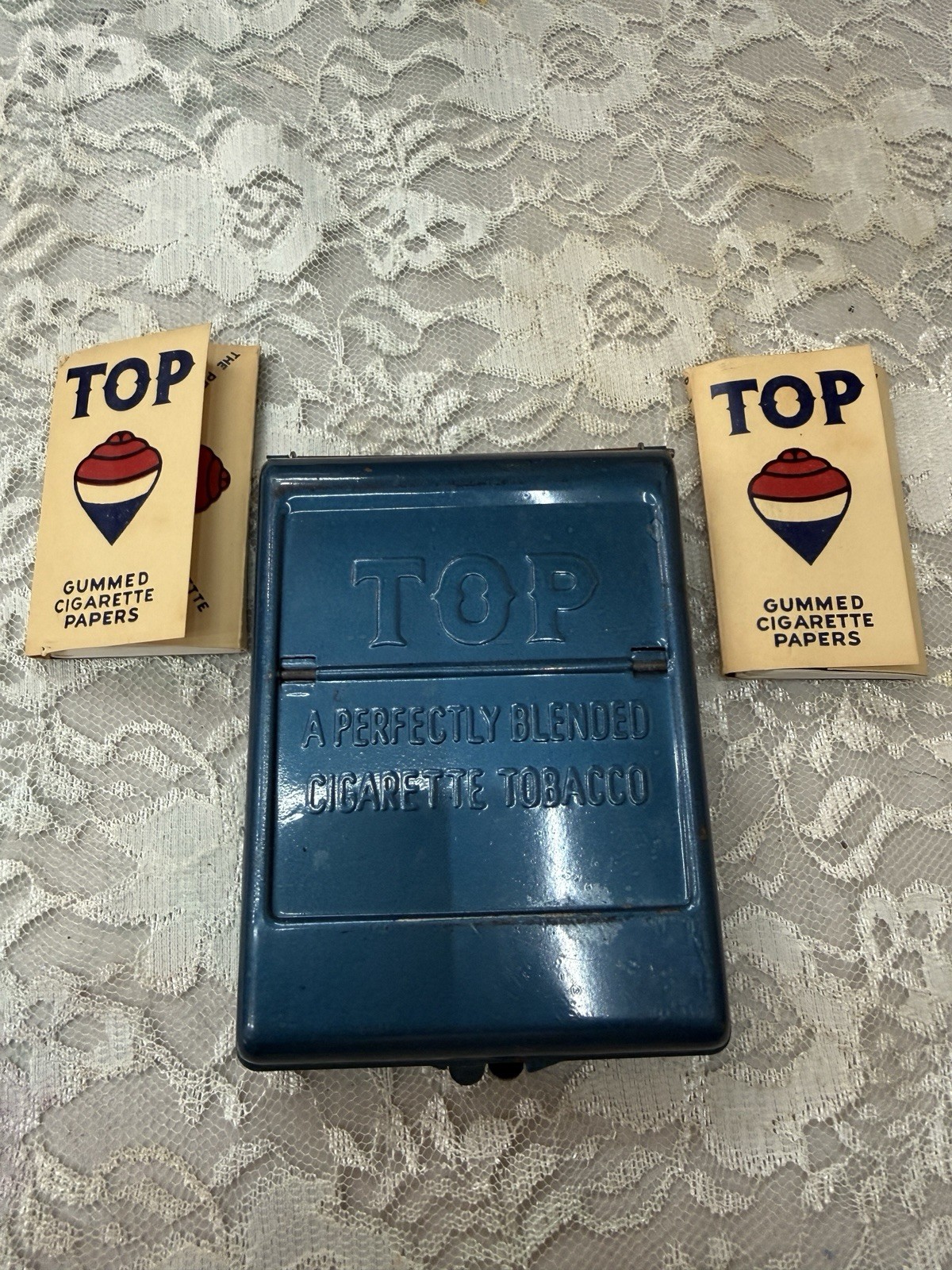Vintage 70s Top Cigarette Tobacco Roller Metal Blue Gummed Papers Roll Your Own Vintage 70s Top Cigarette Tobacco Roller Metal Blue Gummed Papers Roll Your Own