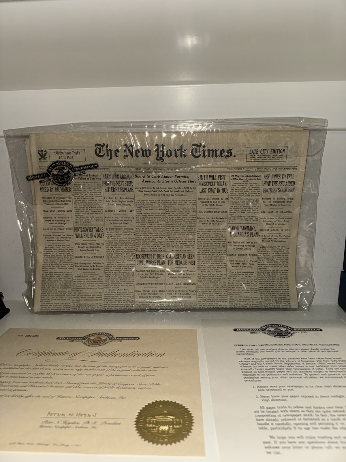 The New York Times Historic Newspaper Archives Late City Edition 11/14/1933 wCOA The New York Times Historic Newspaper Archives Late City Edition 11/14/1933 wCOA