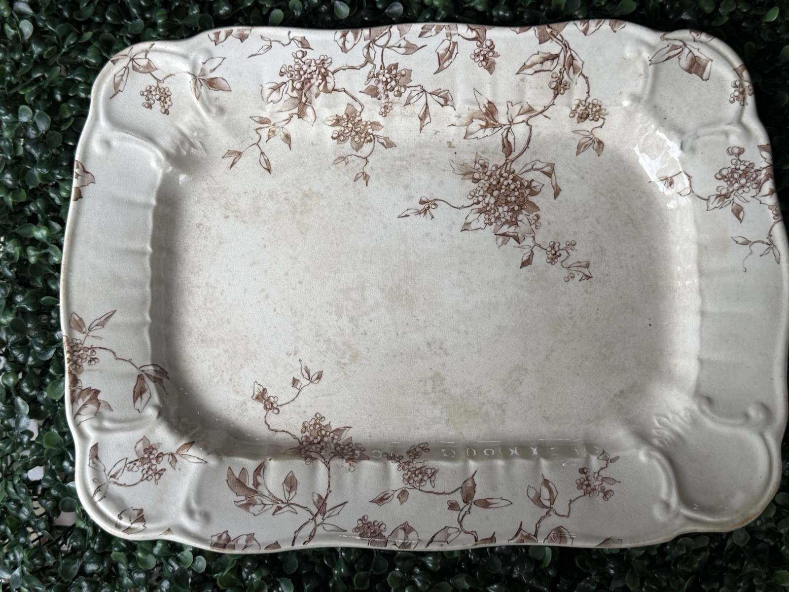 Antique Ridgways Waverley Brown Transferware Platter Royal Semi Porcelain 1890 Antique Ridgways Waverley Brown Transferware Platter Royal Semi Porcelain 1890