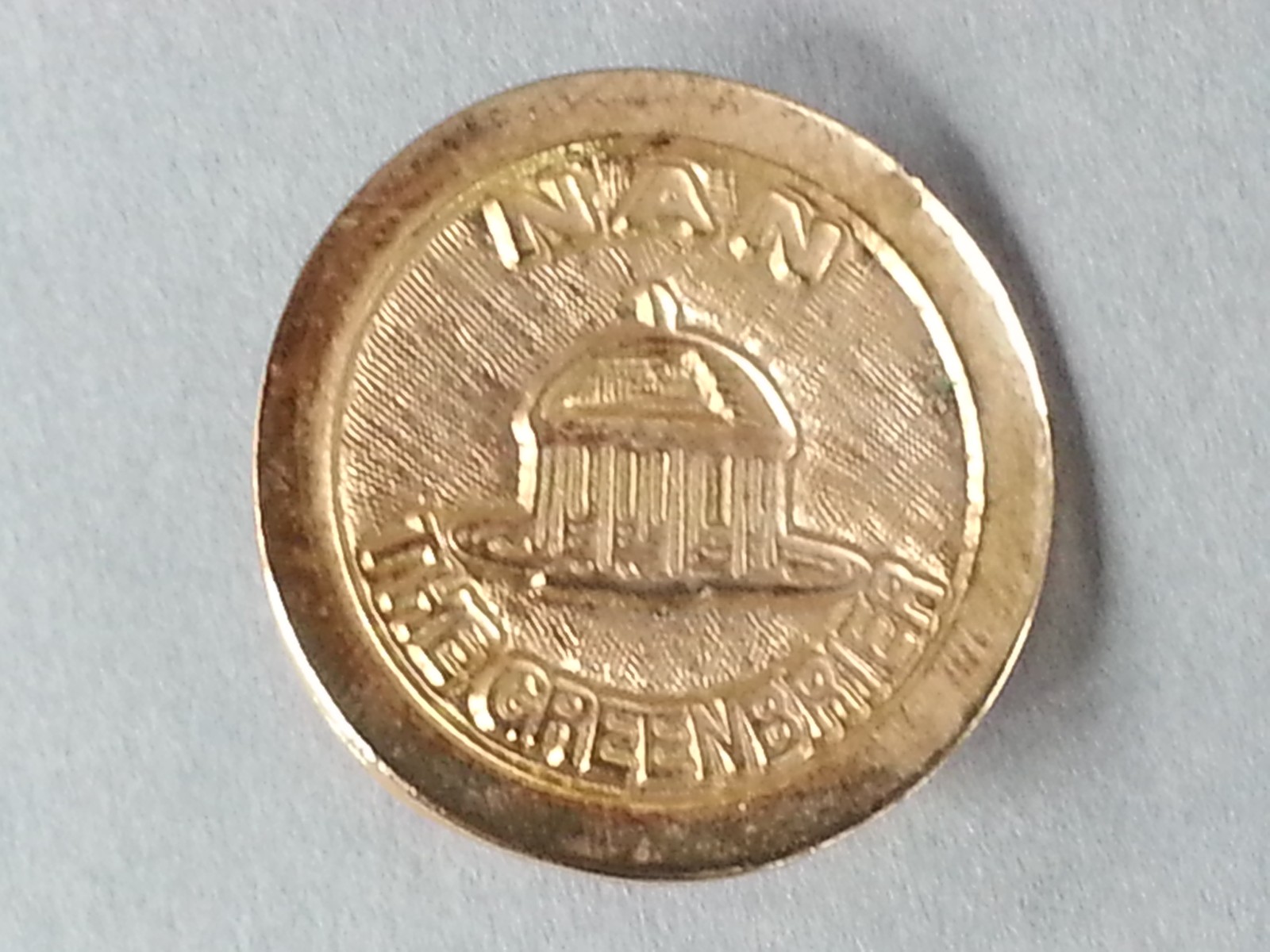 Vintage The Greenbrier Resort Hotel Advertising Pinback Button Gold Tone NAN Vintage The Greenbrier Resort Hotel Advertising Pinback Button Gold Tone NAN
