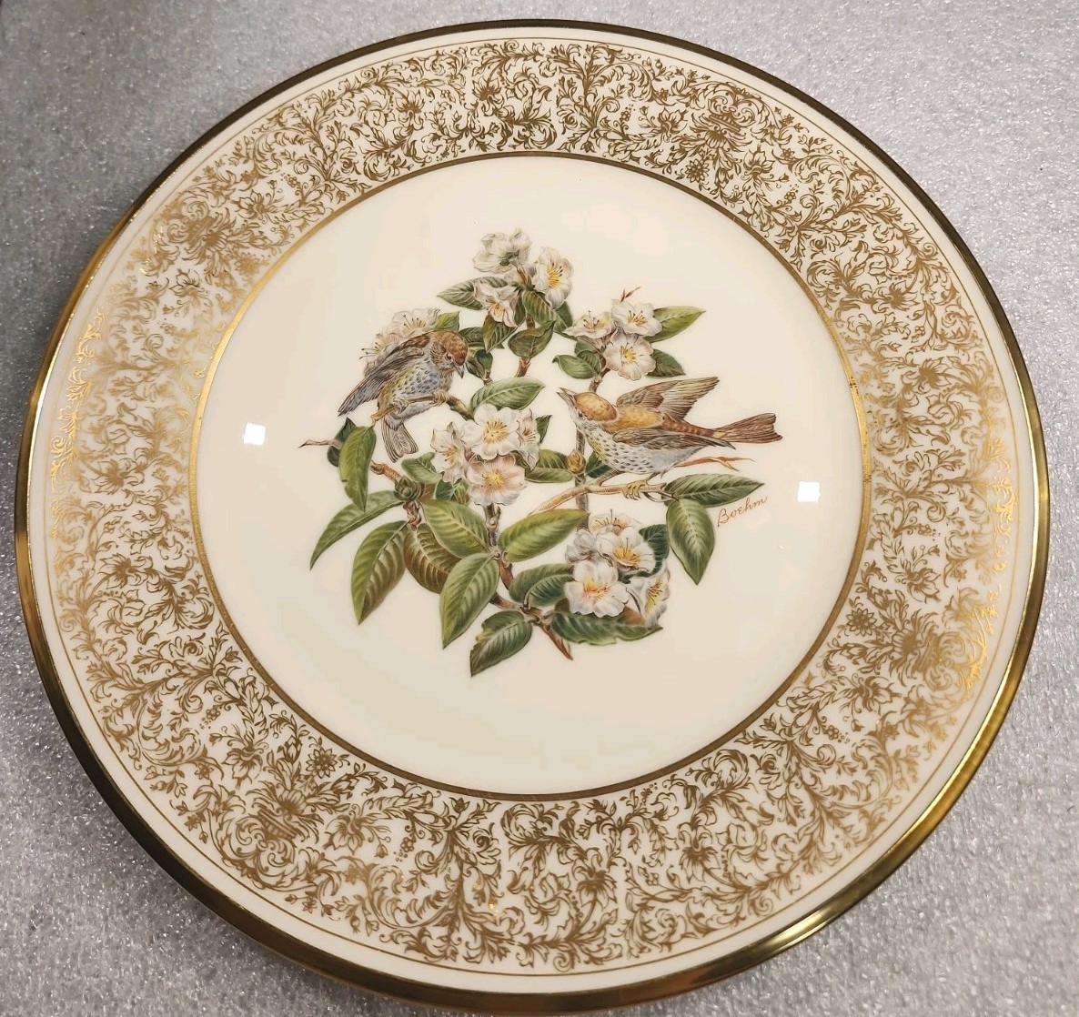 Lenox E.M. Boehm Bird Series Wood Thrush Plate 1970 Limited ED. 10.5" Gold Trim