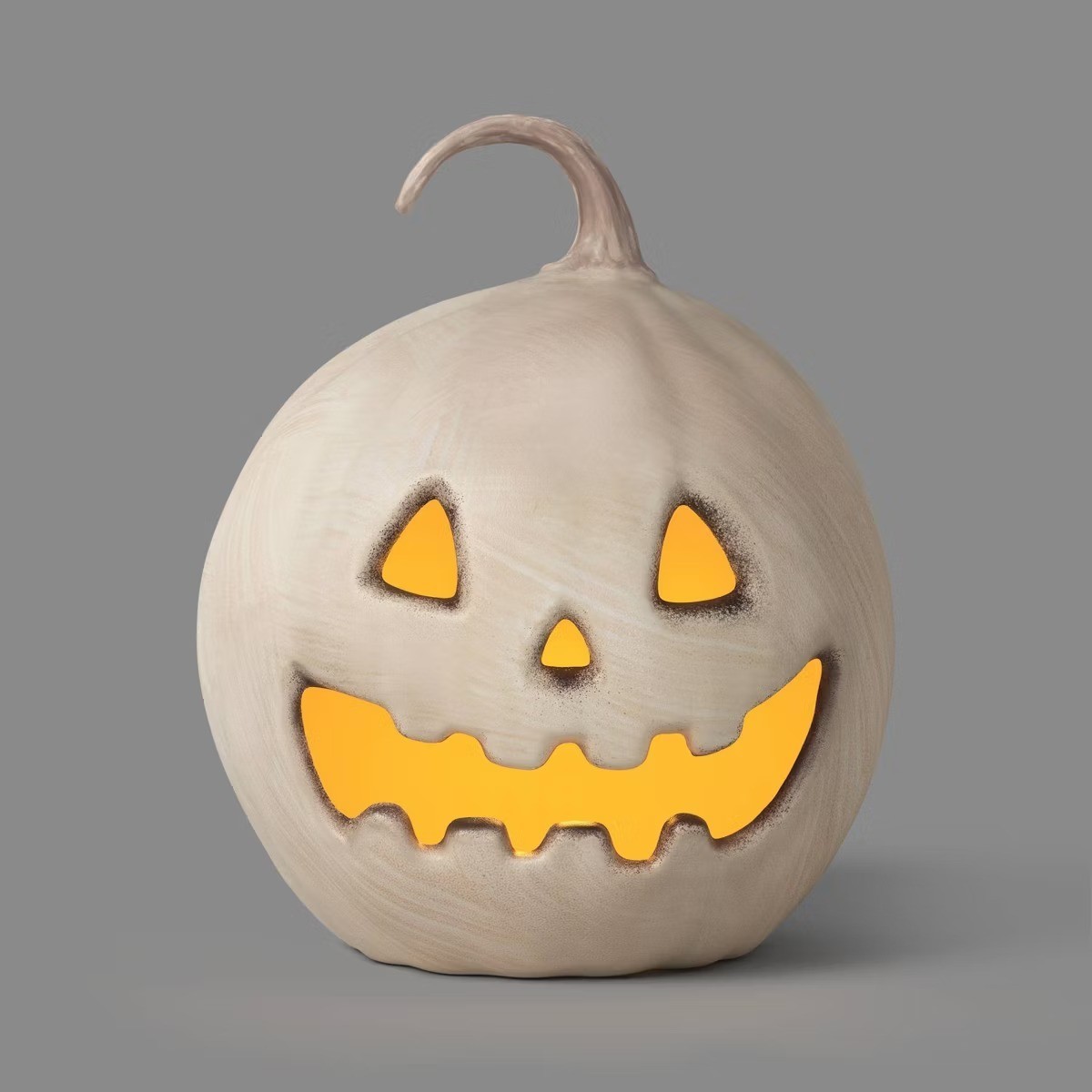 15.3" Lit Pumpkin Jack O' Lantern with Teeth/Timer and Terracotta Look 15.3" Lit Pumpkin Jack O' Lantern with Teeth/Timer and Terracotta Look
