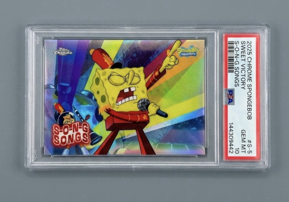 Topps 2025 Chrome SpongeBob Sweet Victory S-O-N-G Songs S-5 PSA 10 Topps 2025 Chrome SpongeBob Sweet Victory S-O-N-G Songs S-5 PSA 10