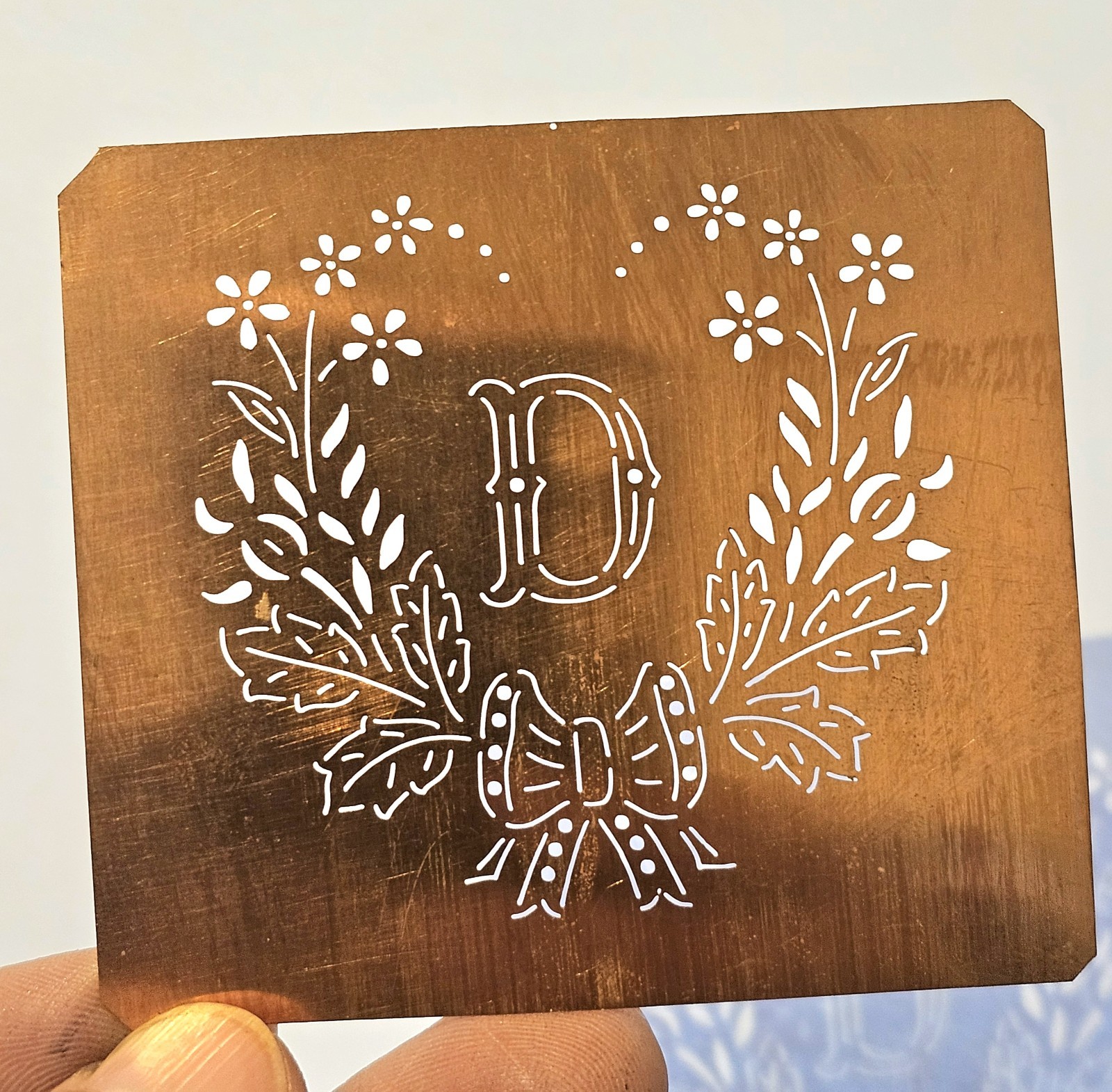 Antique Copper Monogram Stencil Letter D – Ornate Alphabet Plate c.1880–1920 D3 Antique Copper Monogram Stencil Letter D – Ornate Alphabet Plate c.1880–1920 D3