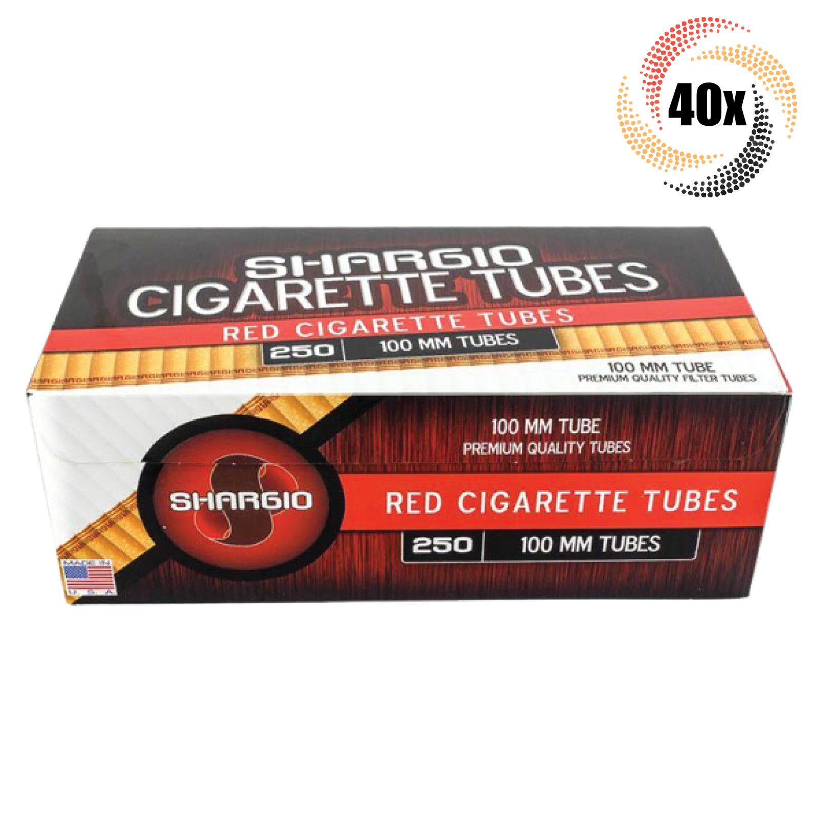 40x Box Shargio Red Full Flavor 100MM 100's ( 10,000 Tubes ) Cigarette Tube RYO 40x Box Shargio Red Full Flavor 100MM 100's ( 10,000 Tubes ) Cigarette Tube RYO