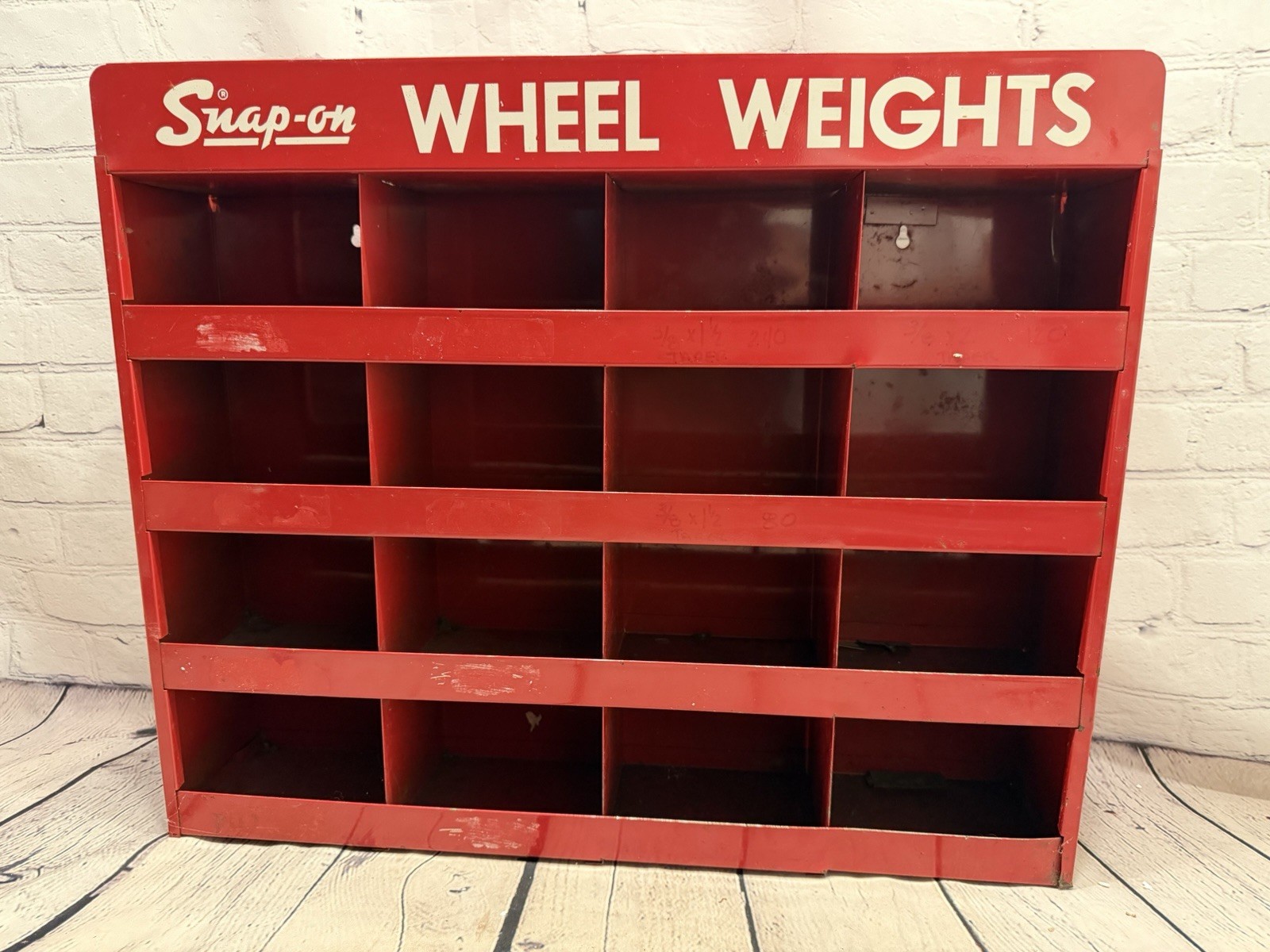Vintage Snap-On Wheel Weight Display Rack Red Shelf Cabinet Gas Oil Shop USA