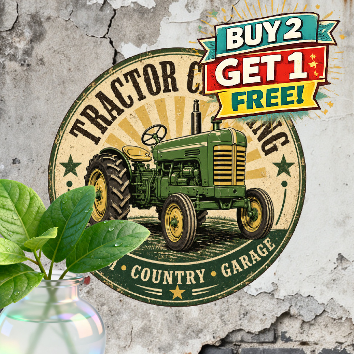 Rural Tractor Crossing Round Tin Sign Rustic Farmhouse Wall Metal Plaque 8x8 Rural Tractor Crossing Round Tin Sign Rustic Farmhouse Wall Metal Plaque 8x8