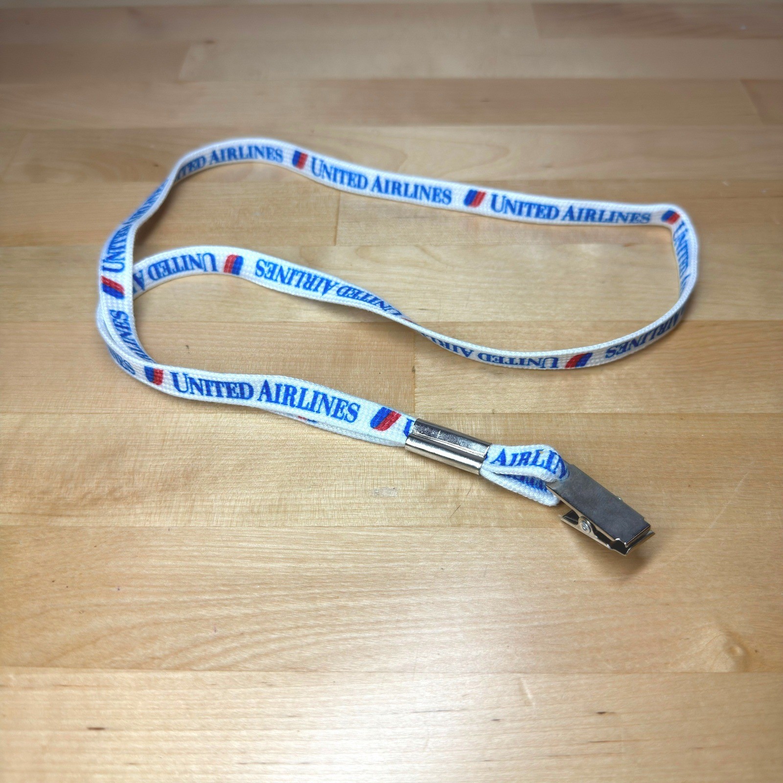 VTG United Airlines Lanyard Saul Bass Tulip Logo White Blue Red ID Holder 70s VTG United Airlines Lanyard Saul Bass Tulip Logo White Blue Red ID Holder 70s