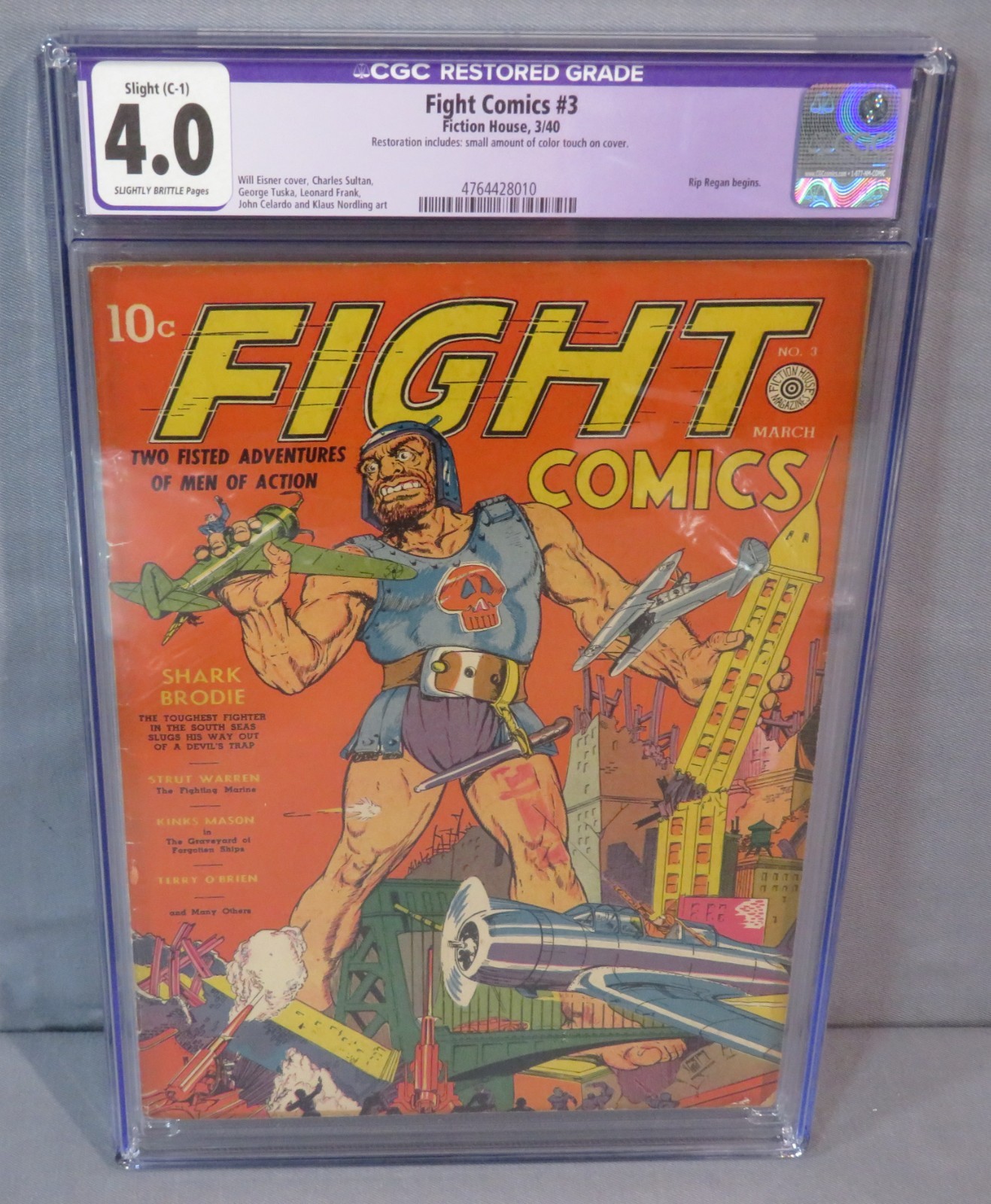 FIGHT COMICS #3 (Classic Cover) CGC 4.0 VG Fiction House 1940 FIGHT COMICS #3 (Classic Cover) CGC 4.0 VG Fiction House 1940