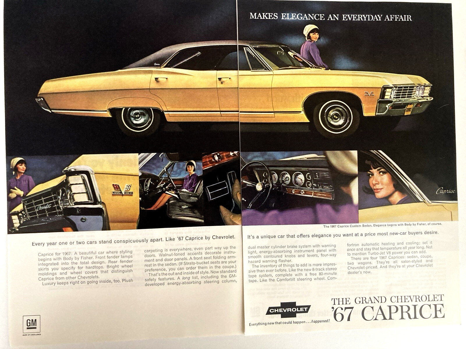 1967 Chevrolet Caprice Custom Sedan Two Page Print Ad Everyday Affair 1967 Chevrolet Caprice Custom Sedan Two Page Print Ad Everyday Affair