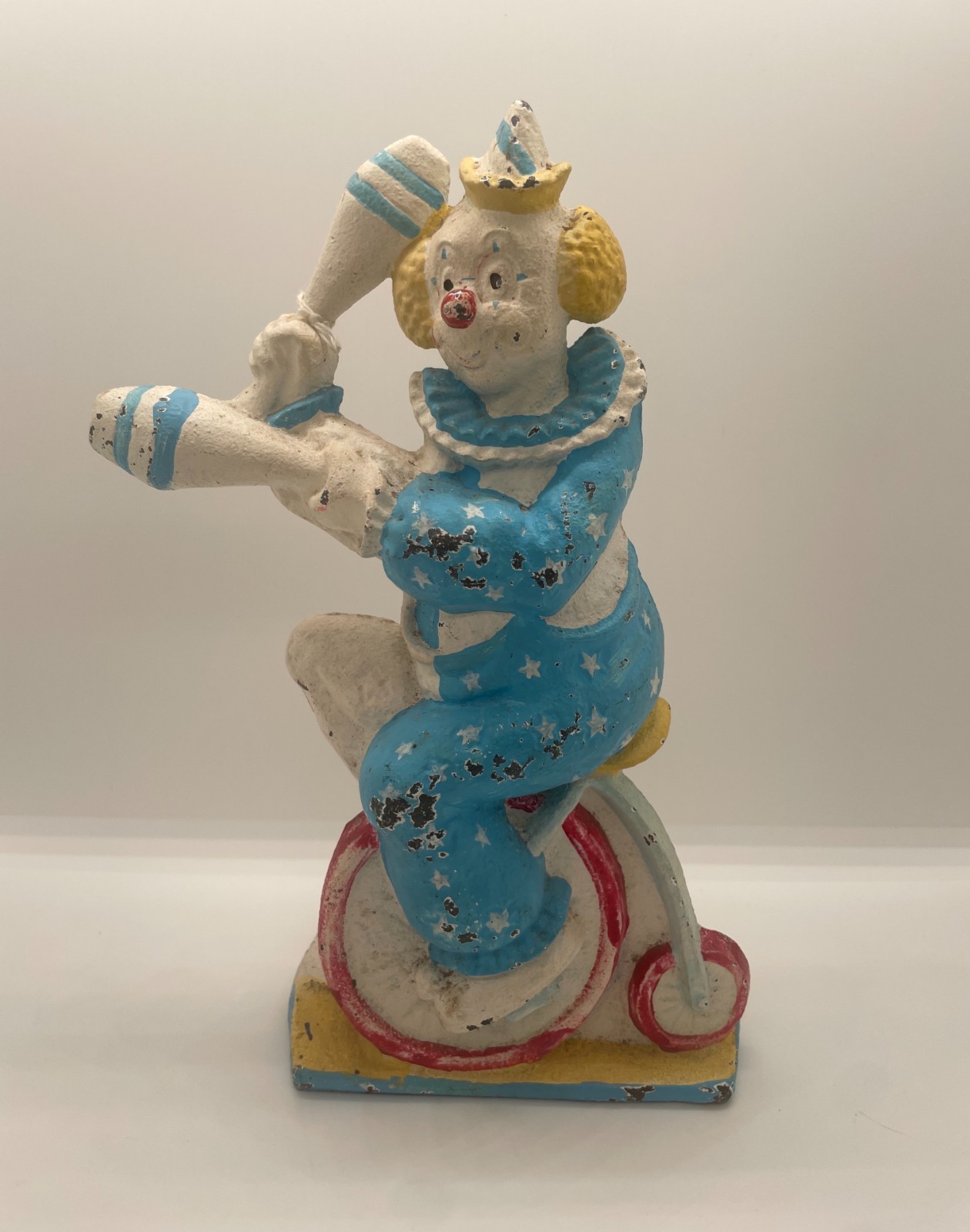 Antique Vintage Cast Iron Doorstop Juggling Unicycle Clown 8.5” Circus Folk Art Antique Vintage Cast Iron Doorstop Juggling Unicycle Clown 8.5” Circus Folk Art