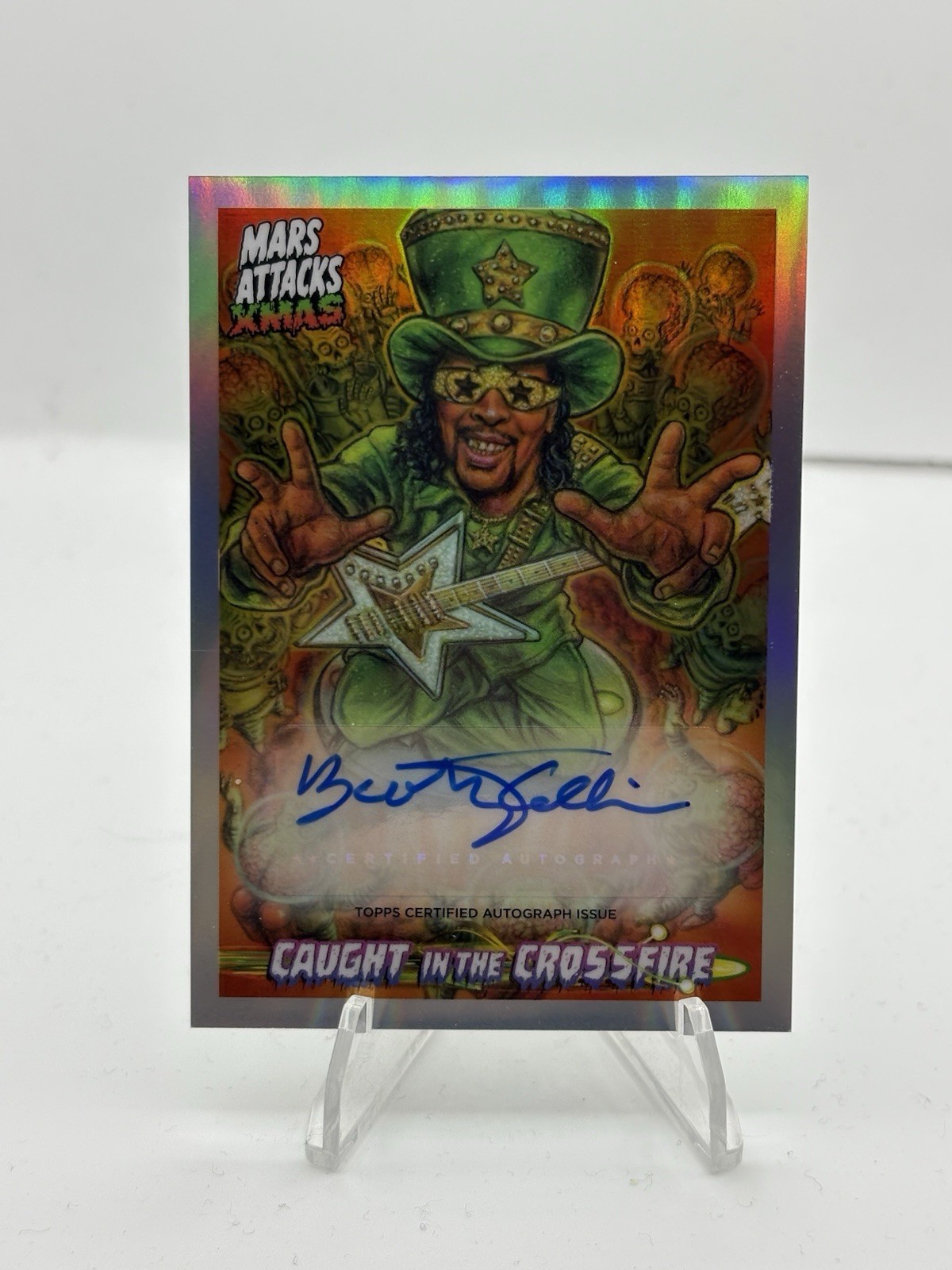 Topps 2026 Mars Attacks Xmas #CCA-BC Caught in the Crossfire Bootsy Collins Auto Topps 2026 Mars Attacks Xmas #CCA-BC Caught in the Crossfire Bootsy Collins Auto