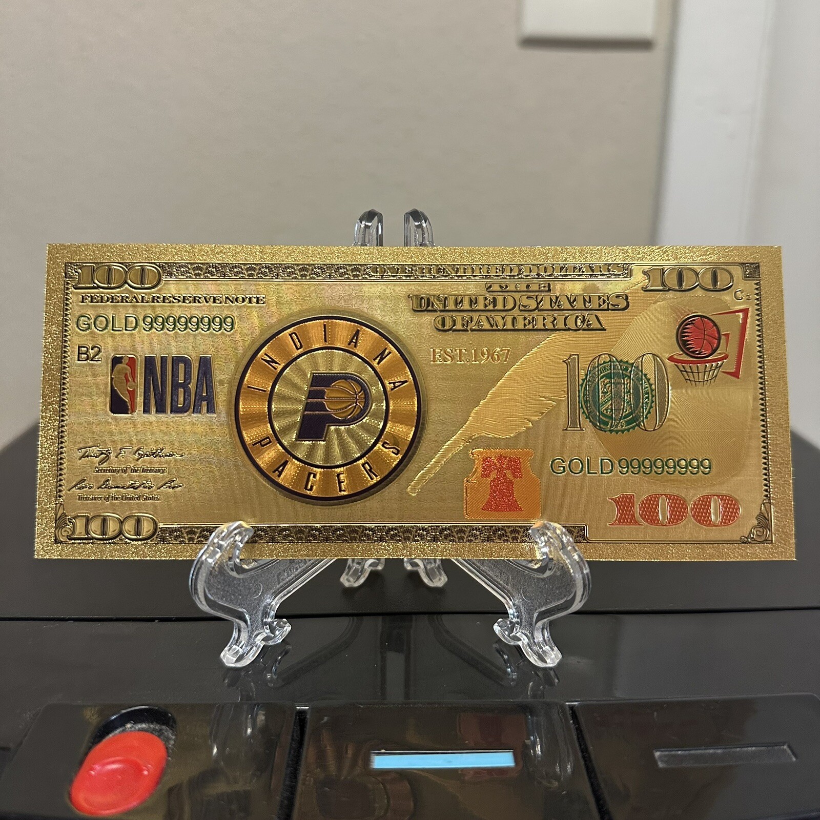 24k Gold Foil Plated Indiana Pacers Basketball Team Banknote Collectible 24k Gold Foil Plated Indiana Pacers Basketball Team Banknote Collectible