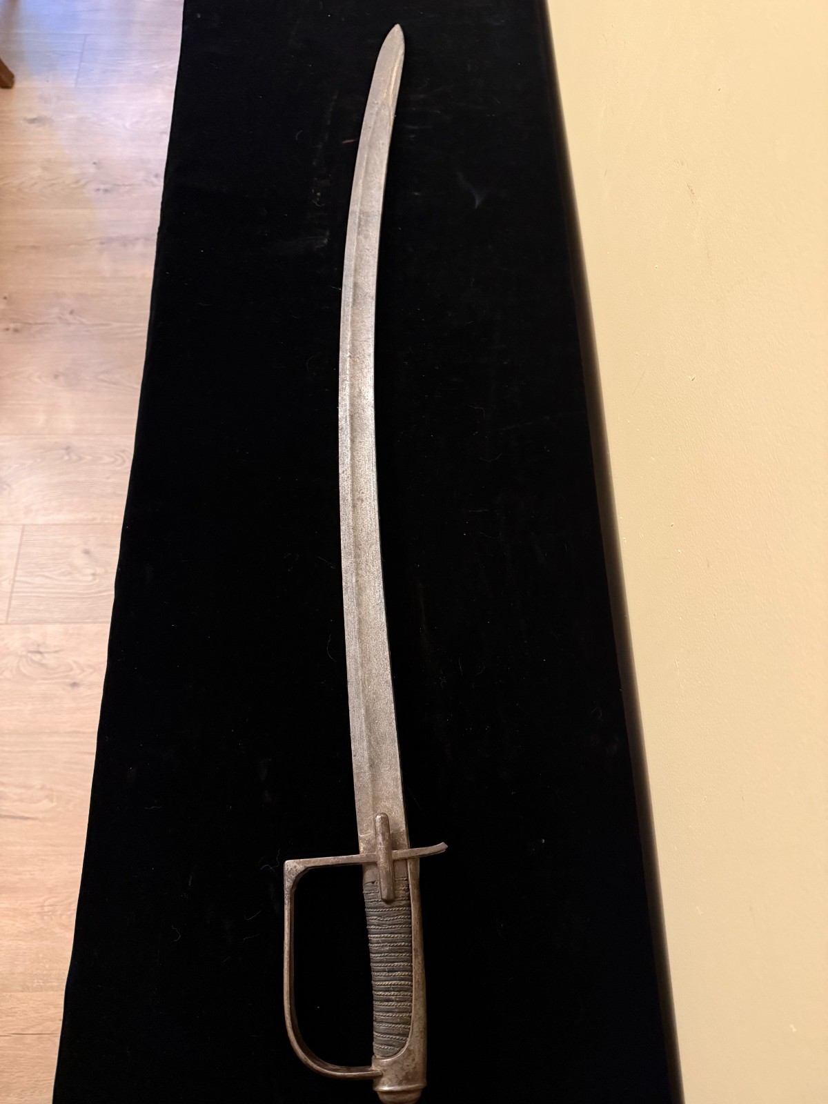 Antique 19thC Military Cavalry Sabre Sword Wire Wrap Grip Iron Stirrup Hilt Blad Antique 19thC Military Cavalry Sabre Sword Wire Wrap Grip Iron Stirrup Hilt Blad