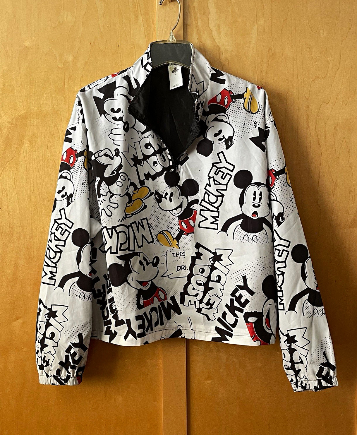Disney Official Mickey Mouse Comic Book Style All-Over Print Half-Zip Windbreake