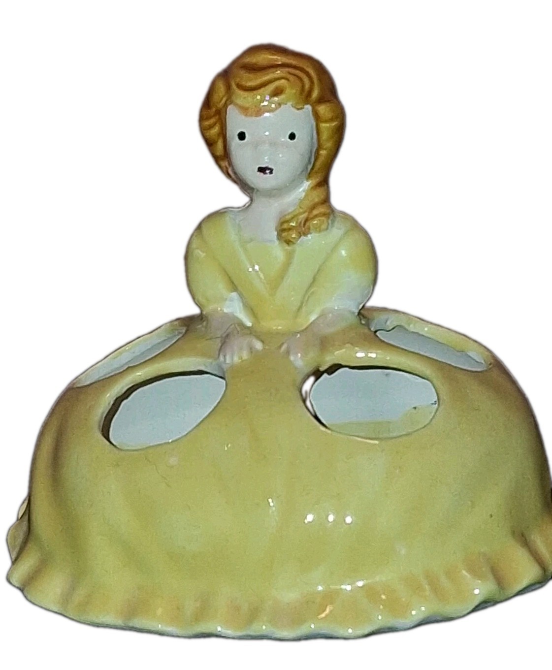 Vintage Ceramic Lipstick Holder- Girl In Yellow Dress Vintage Ceramic Lipstick Holder- Girl In Yellow Dress