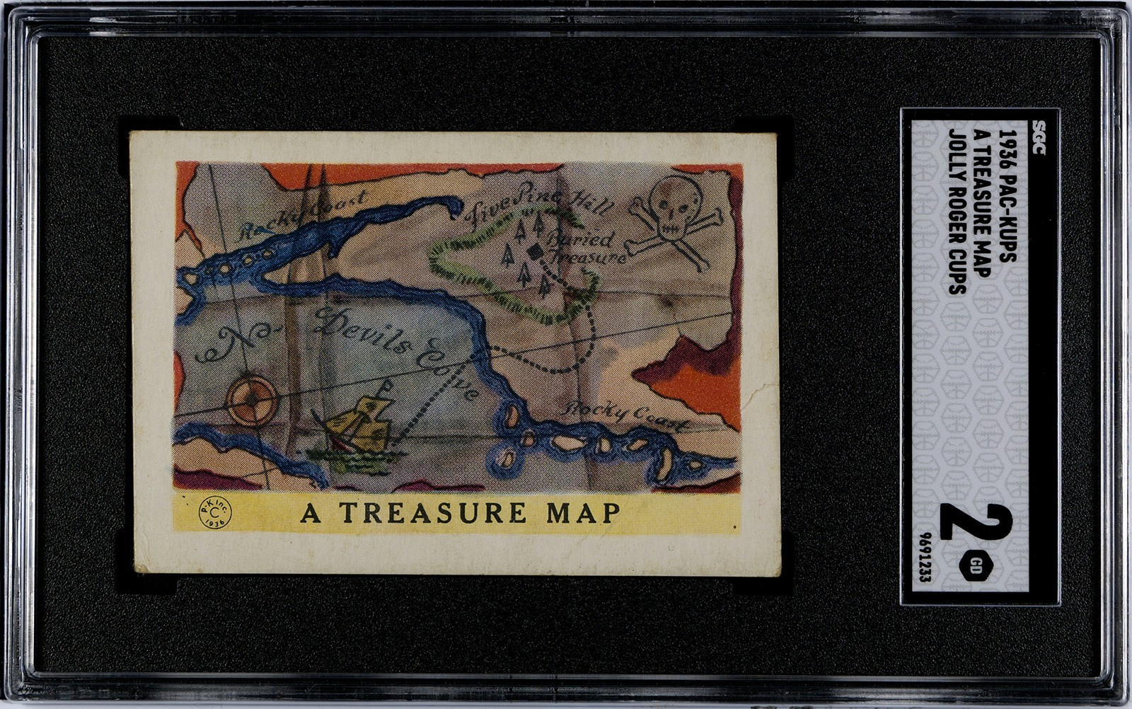 1936 PAC-KUPS Jolly Roger Pirate Card Series 🏴☠️ A TREASURE MAP 🏴☠️ SGC 2 GD 1936 PAC-KUPS Jolly Roger Pirate Card Series 🏴☠️ A TREASURE MAP 🏴☠️ SGC 2 GD