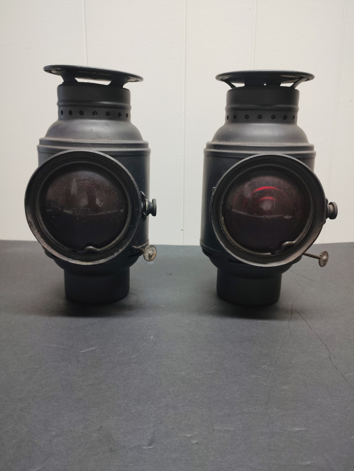 VTG Dietz Monitor Carriage Driving Light Antique Tail Lamp Oil Lantern Pair Set VTG Dietz Monitor Carriage Driving Light Antique Tail Lamp Oil Lantern Pair Set
