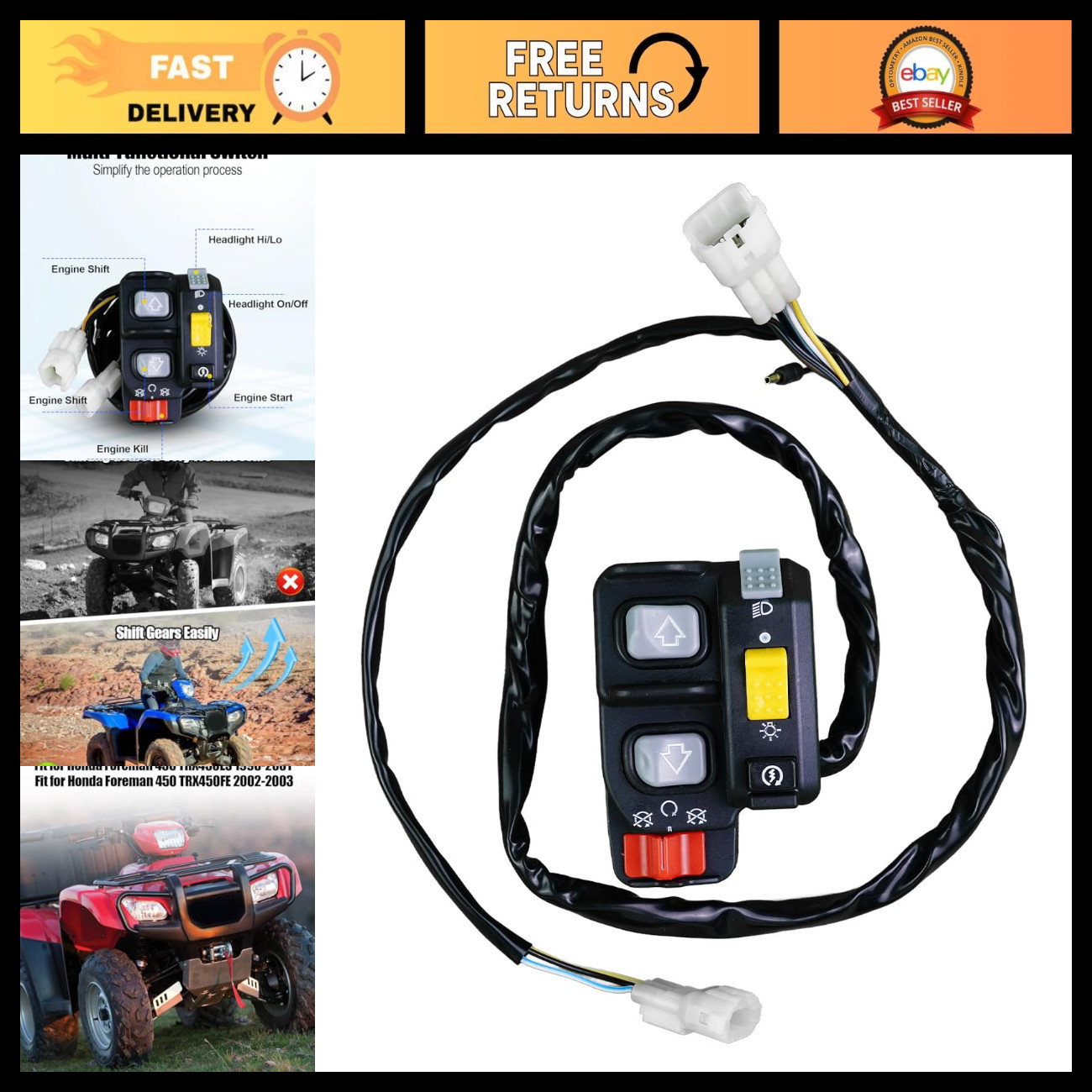 Left Handlebar Electric Shift Switch Fit for Honda Foreman 450 TRX450ES Left Handlebar Electric Shift Switch Fit for Honda Foreman 450 TRX450ES
