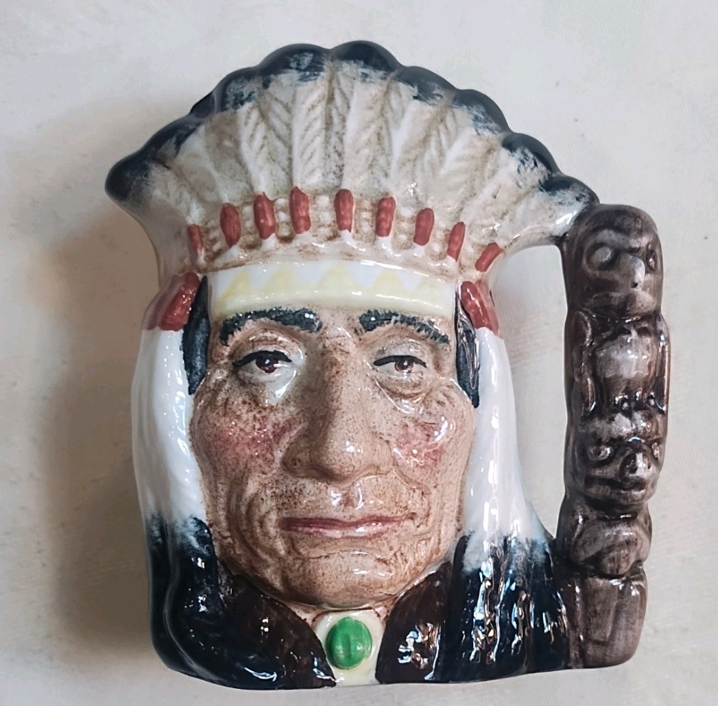 Vintage 1966 Royal Doulton North American Indian D6614 Character Toby Mug" nobox