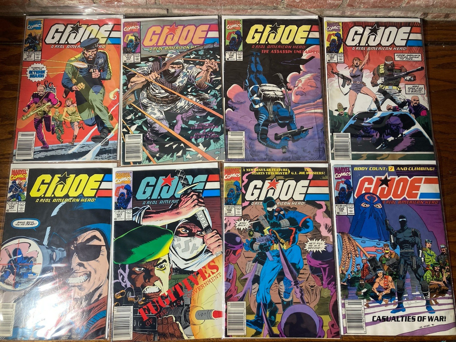 G.I. Joe A Real American Hero Comic Lot #102-109 (Marvel 1990) Mid-Grade VG/FN G.I. Joe A Real American Hero Comic Lot #102-109 (Marvel 1990) Mid-Grade VG/FN