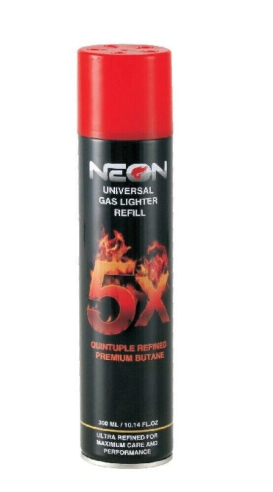 12 Cans Neon 5X Refined Butane Lighter Gas Fuel Refill 300 mL 10.14 oZ Cartridge 12 Cans Neon 5X Refined Butane Lighter Gas Fuel Refill 300 mL 10.14 oZ Cartridge