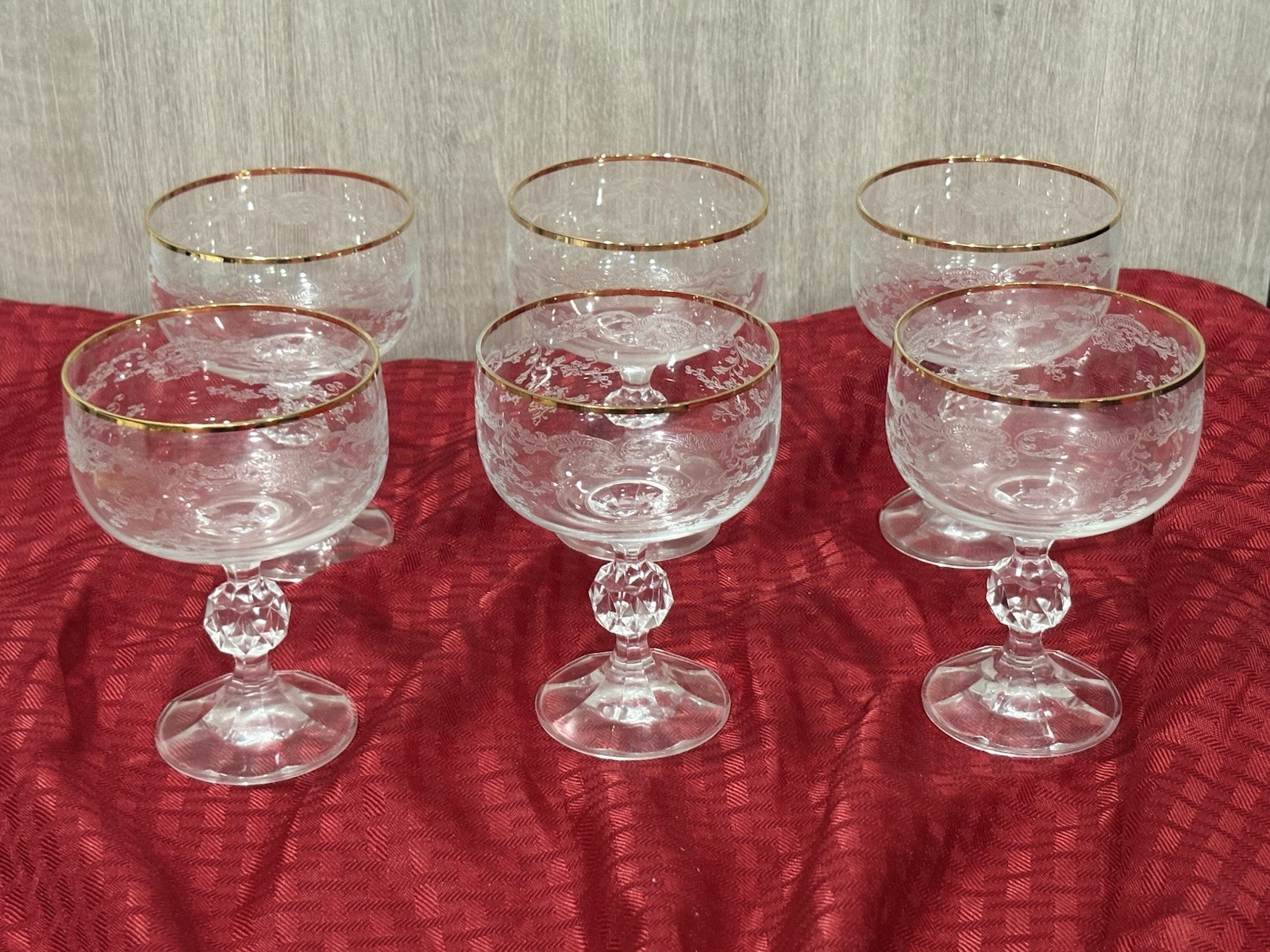 Six (6) Bohemia Crystal-Crystalex Crystal Champagne/Sherbert Glasses Six (6) Bohemia Crystal-Crystalex Crystal Champagne/Sherbert Glasses