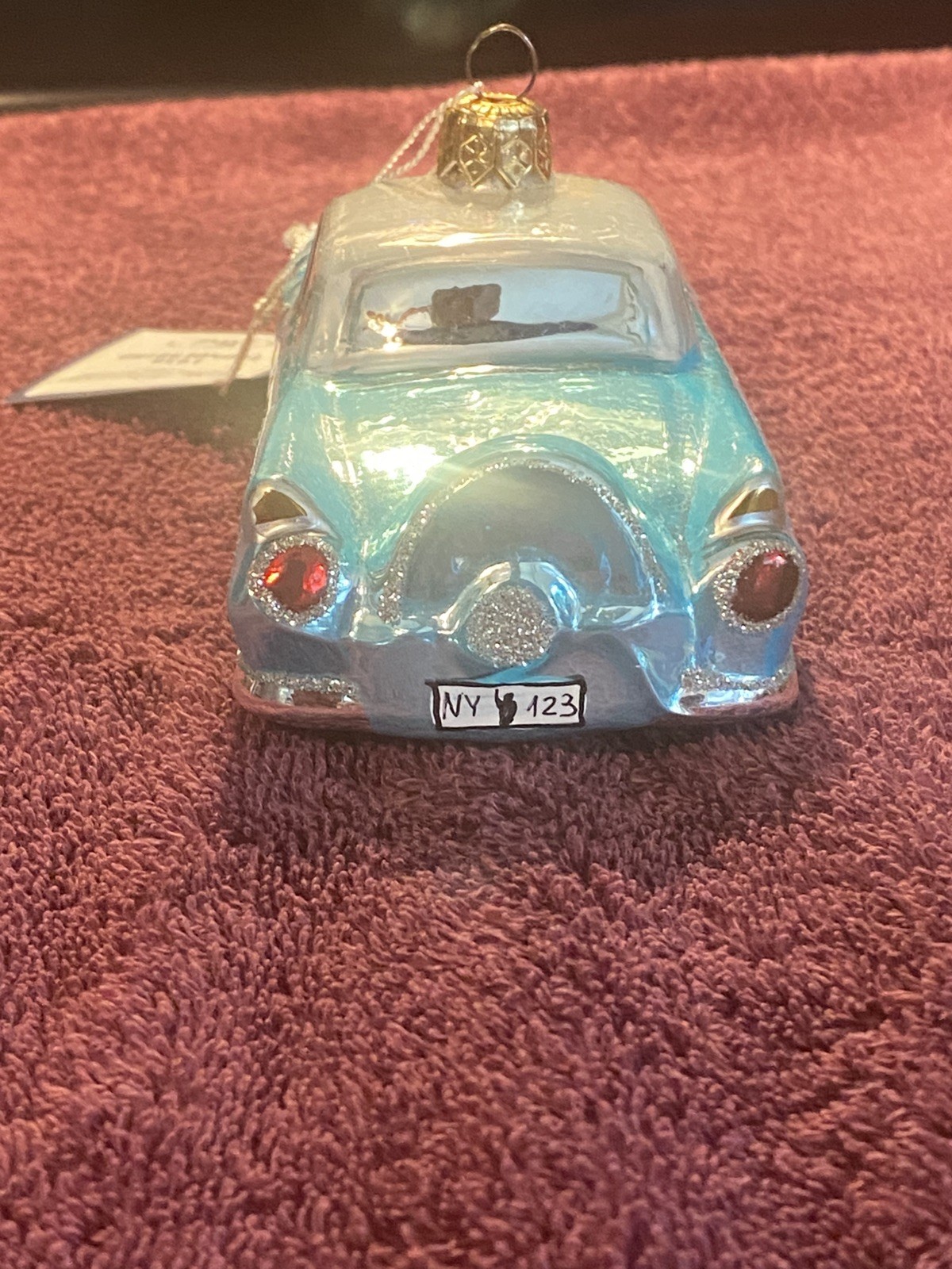 POLONAISE 1956 Ford Blue Thunderbird Polish Glass Christmas Ornament Licensed POLONAISE 1956 Ford Blue Thunderbird Polish Glass Christmas Ornament Licensed