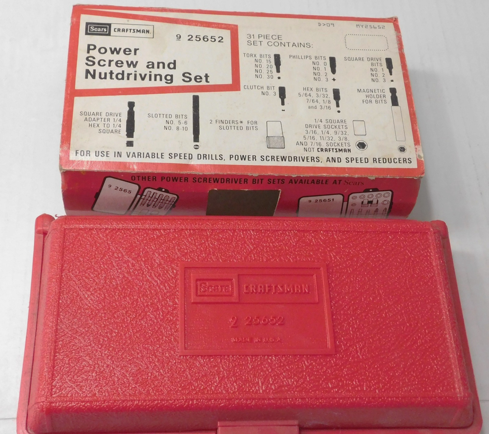 VINTAGE CASED CRAFTSMAN "POWER SCREW AND NUT DRIVING SET" #9-25652 - UNUSED VINTAGE CASED CRAFTSMAN "POWER SCREW AND NUT DRIVING SET" #9-25652 - UNUSED