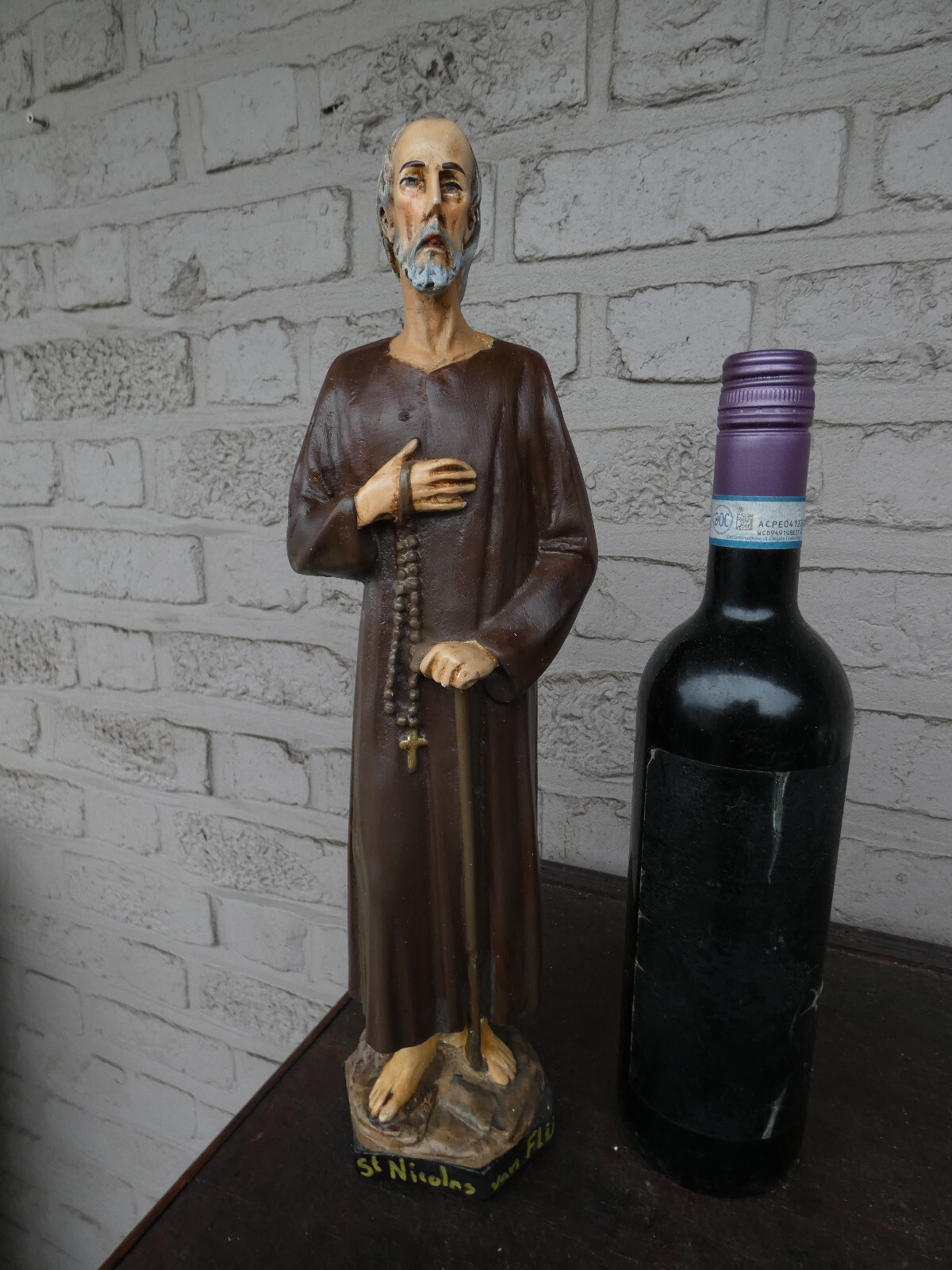 Antique rare chalk statue saint Nicholas of Flüe religious patron switzerland Antique rare chalk statue saint Nicholas of Flüe religious patron switzerland