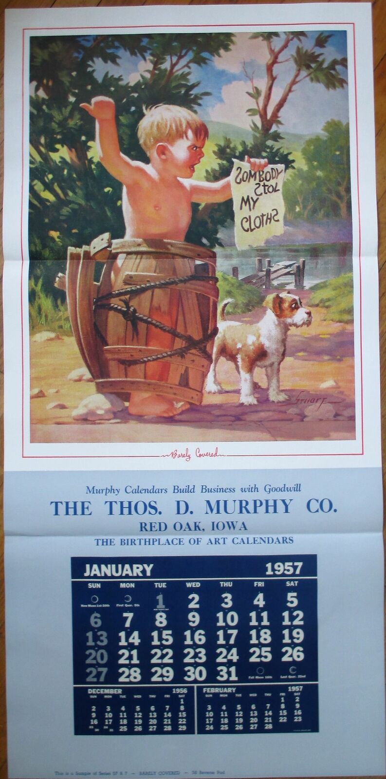 Boy & Dog, Barrel 1957 Advertising Calendar / 22\