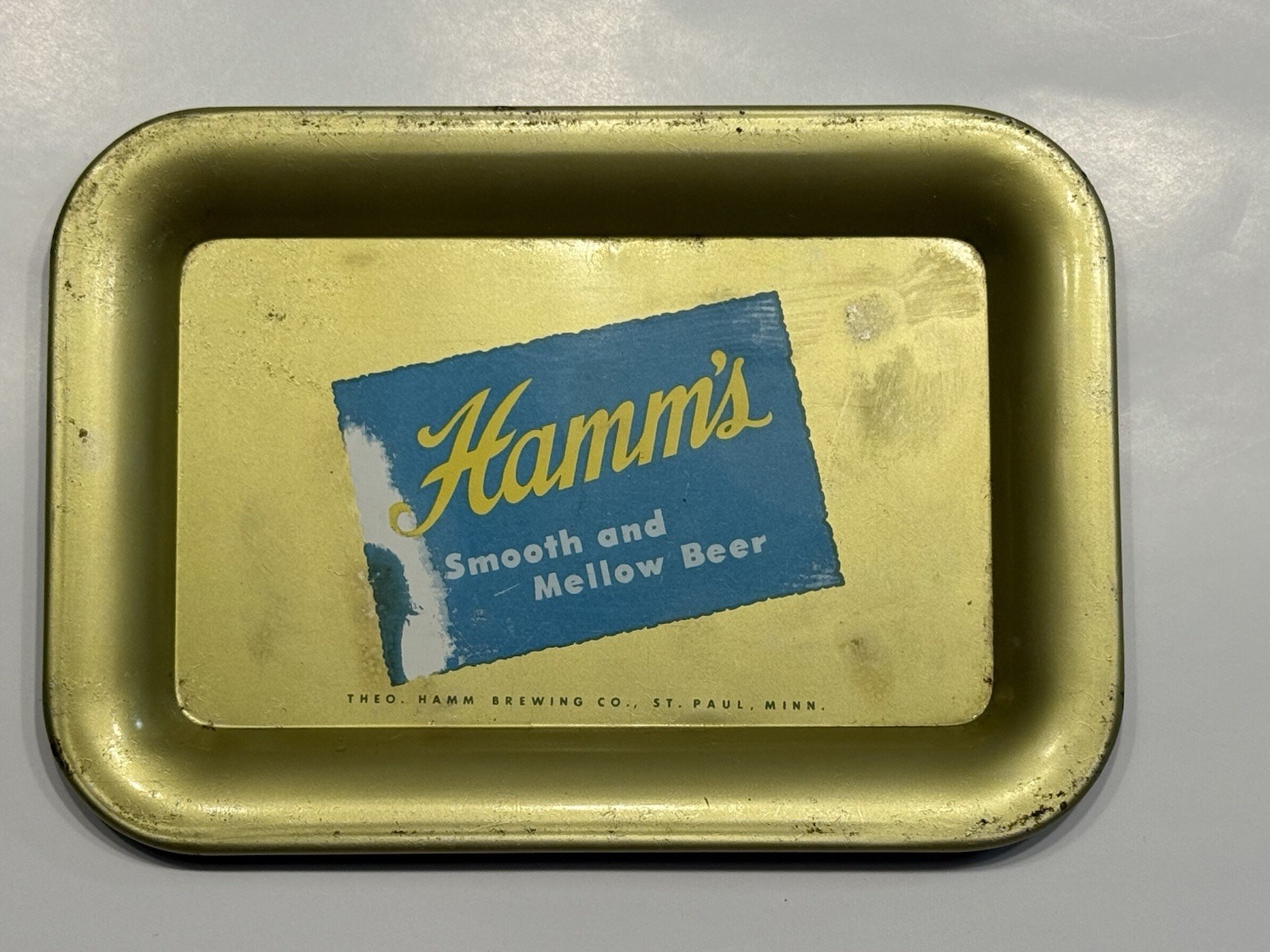 Vintage 1940's Hamms Smooth & Mellow Beer Tin Tip Tray Vintage Midwest Brewerian Vintage 1940's Hamms Smooth & Mellow Beer Tin Tip Tray Vintage Midwest Brewerian
