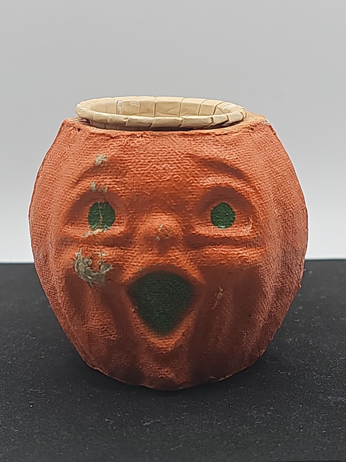 Antique Vintage Halloween Paper Mache Jack-o-lantern Nut Cup choir boy 1940s Antique Vintage Halloween Paper Mache Jack-o-lantern Nut Cup choir boy 1940s