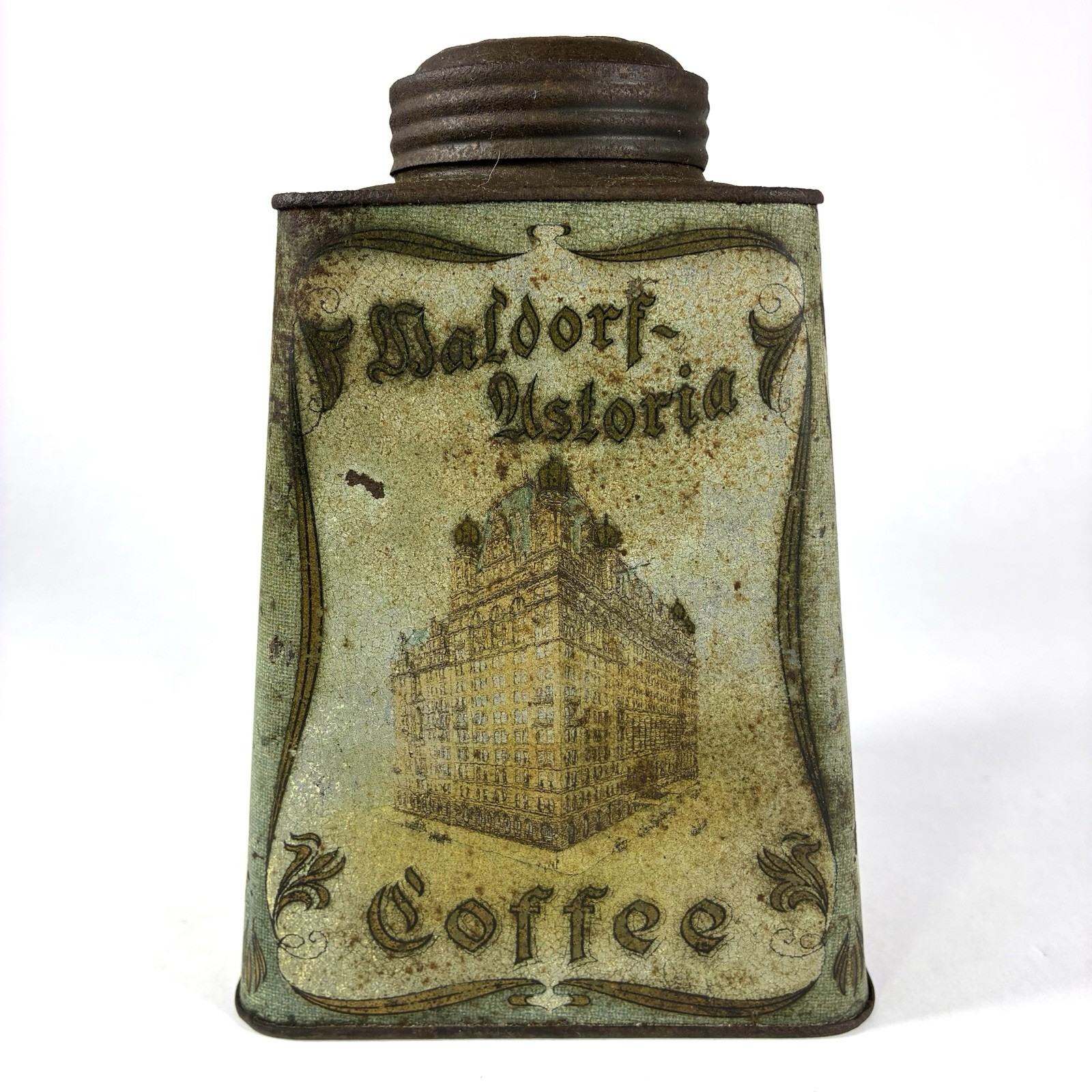 Antique 1920s Waldorf Astoria Hotel Tin Litho Coffee Can New York City Vtg Rare Antique 1920s Waldorf Astoria Hotel Tin Litho Coffee Can New York City Vtg Rare