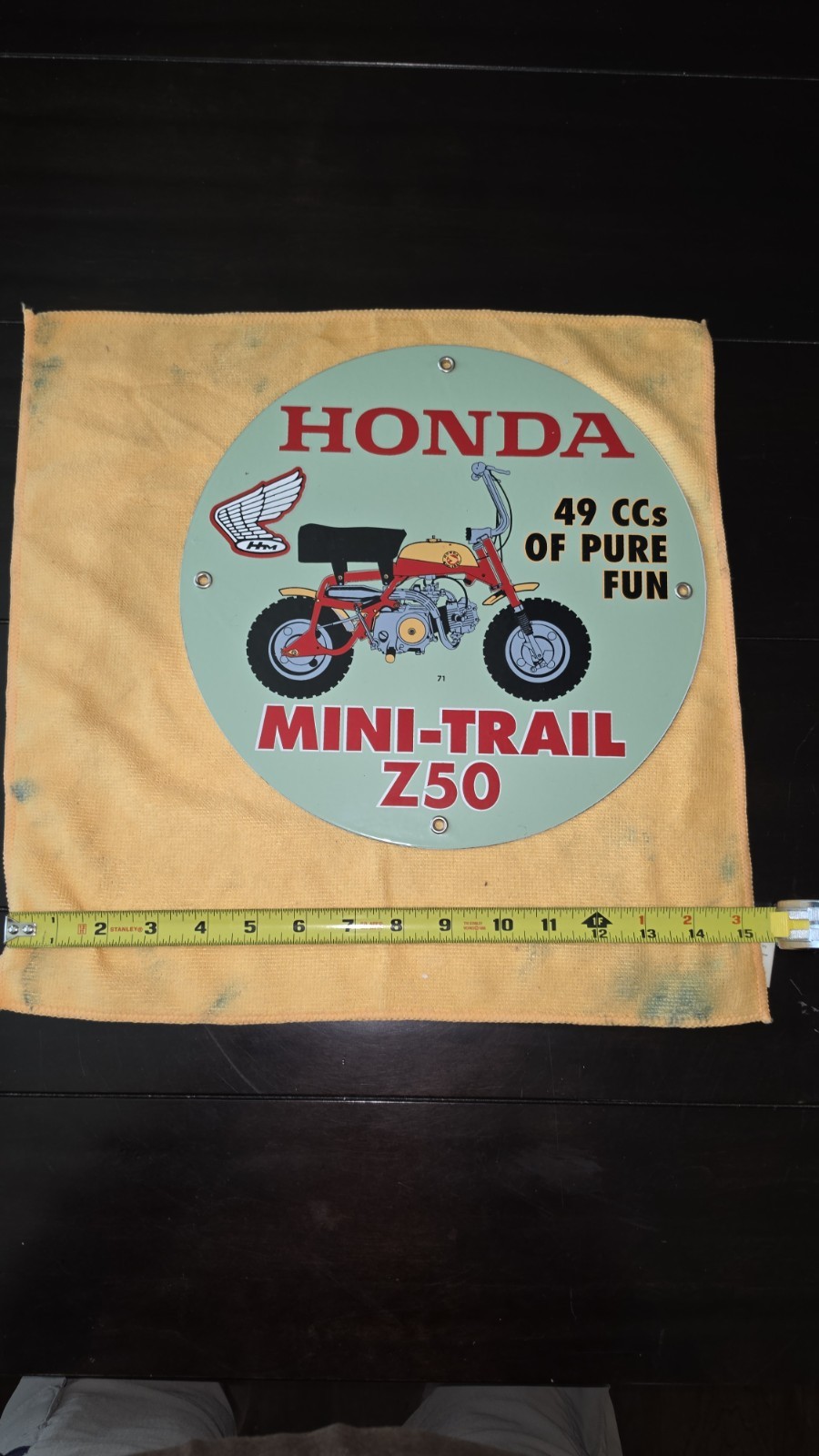 VINTAGE ORIGINAL HONDA MINI TRAIL Z50 PORCELAIN SIGN 12"