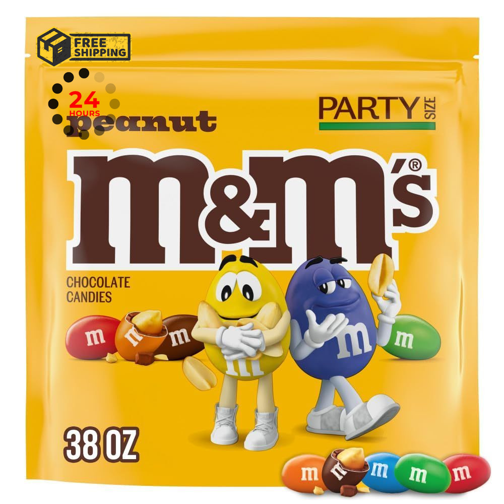 M&M'S Peanut Milk Chocolate Candy Resealable 38 Ounce (Pack of 1), Yellow