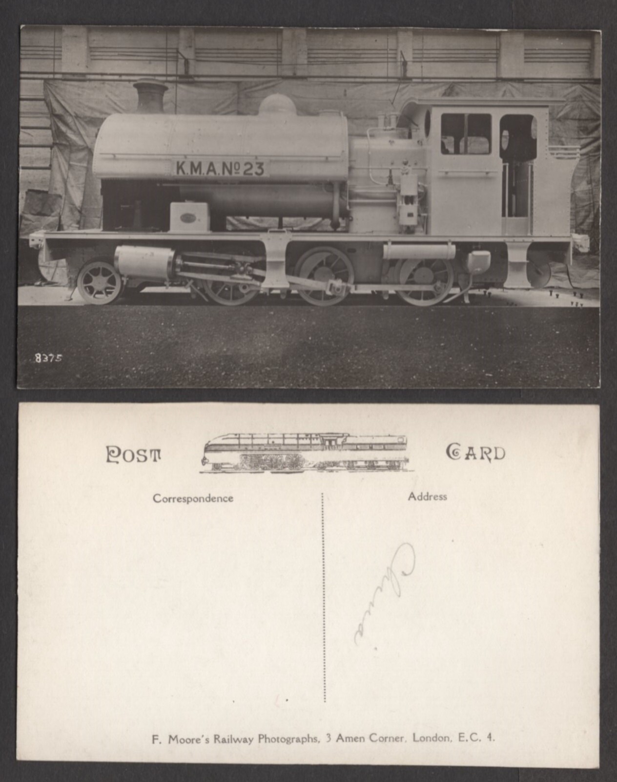 K.W.A. Railroad Train Real Photo Postcard - Locomotive #23 - F. Moore K.W.A. Railroad Train Real Photo Postcard - Locomotive #23 - F. Moore