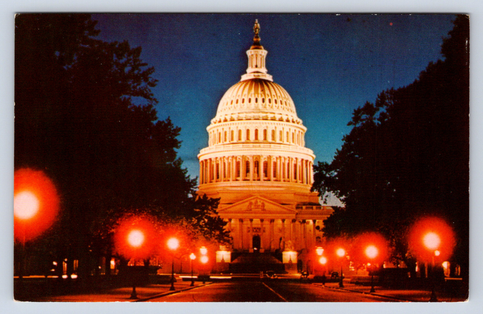 Vintage Postcard US Capitol Dome Night Washington DC