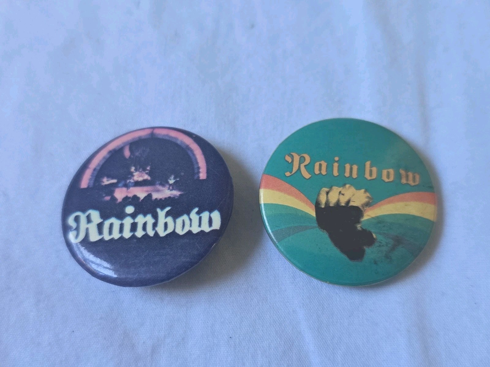 2 Vintage 1980s RAINBOW Concert Pinback Buttons 2 Vintage 1980s RAINBOW Concert Pinback Buttons